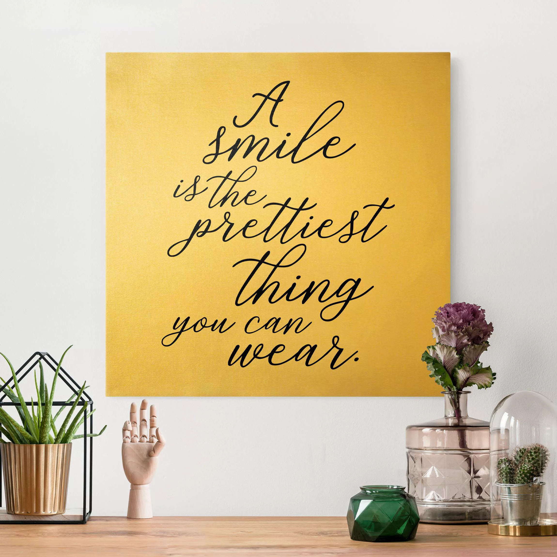 Leinwandbild Gold A smile is the prettiest thing günstig online kaufen