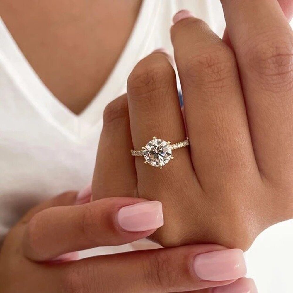 ROUGEMONT Fingerring Funkelnder Moissanit Verlobungsring Ehering günstig online kaufen