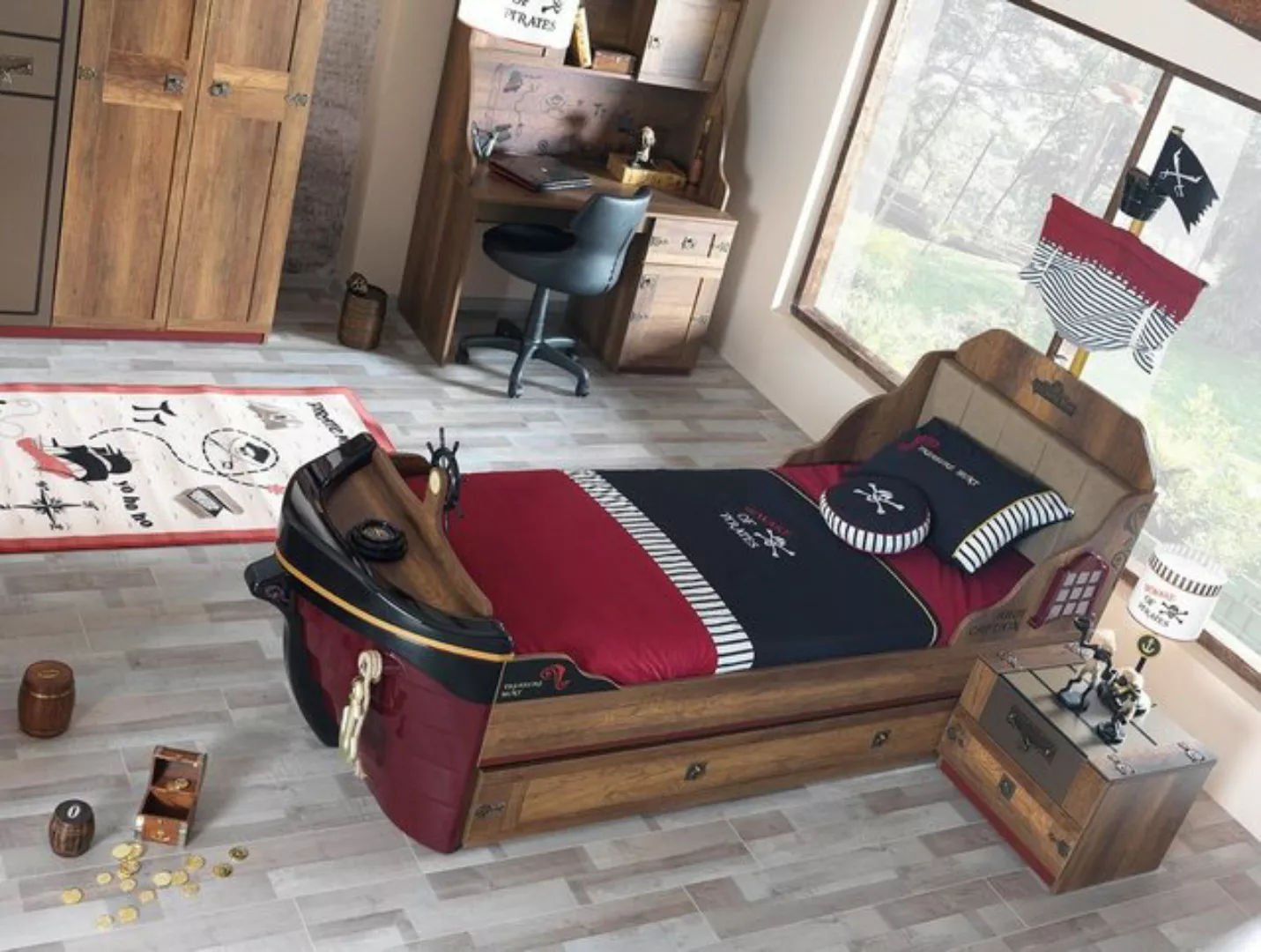 Kapa Möbel Kinderbett Pirat Korsan in braun günstig online kaufen
