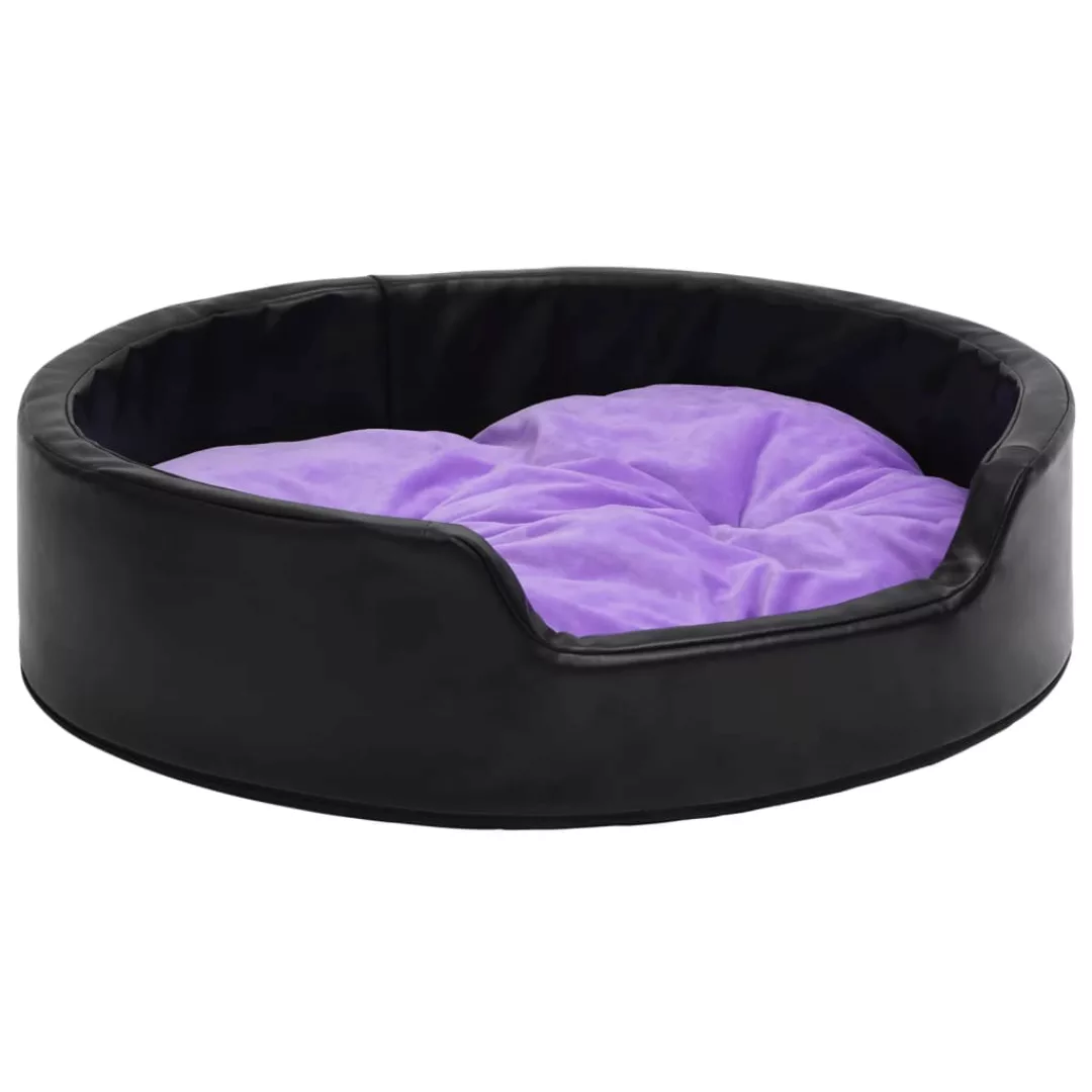 Hundebett Schwarz-violett 90x79x20 Cm Plüsch Und Kunstleder günstig online kaufen