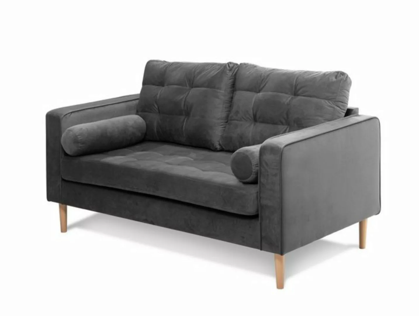 Moebel-Eins Sofa, GLAMMI 2-Sitzer Sofa mit Samtbezug, Füße Buche massiv günstig online kaufen