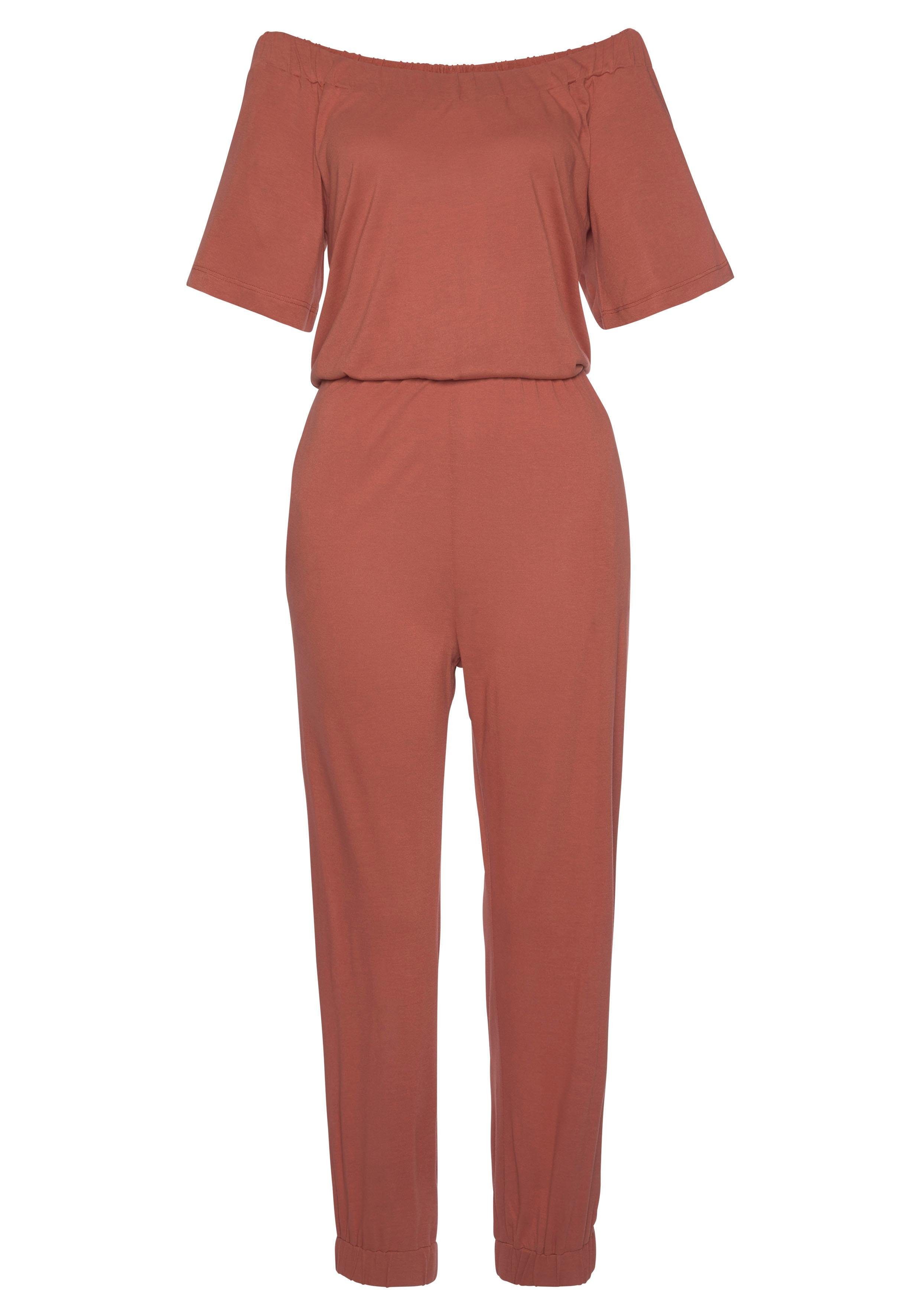 LASCANA Overall im Carmenstyle, sommerlicher Jumpsuit mit Taschen, schulter günstig online kaufen