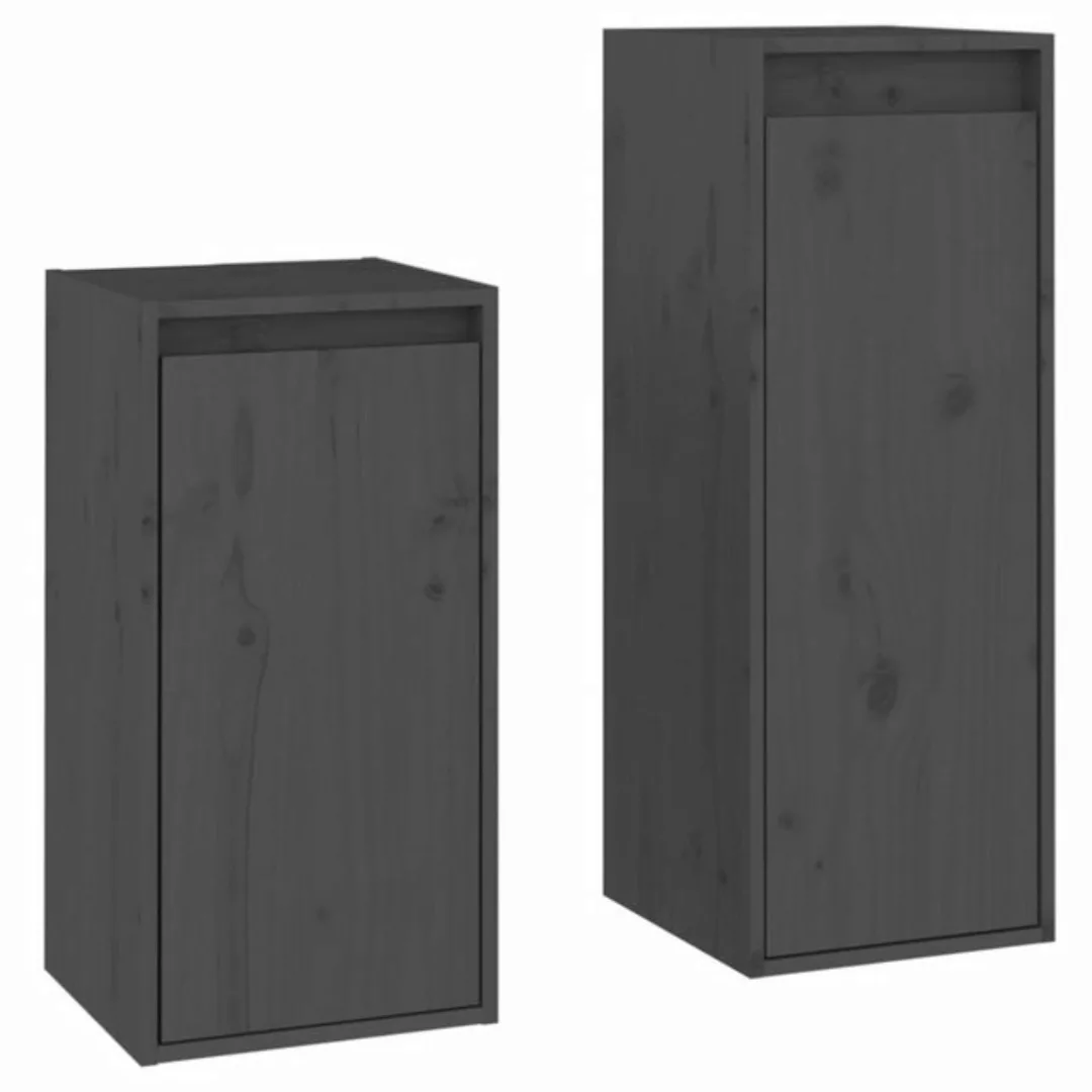 vidaXL TV-Schrank TV-Schränke 2 Stk Grau Massivholz Kiefer Lowboard Lowboar günstig online kaufen