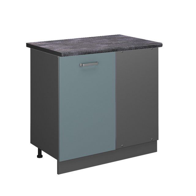 Vicco Eckunterschrank R-Line, Blau-Grau/Anthrazit, 86 cm, AP Anthrazit günstig online kaufen