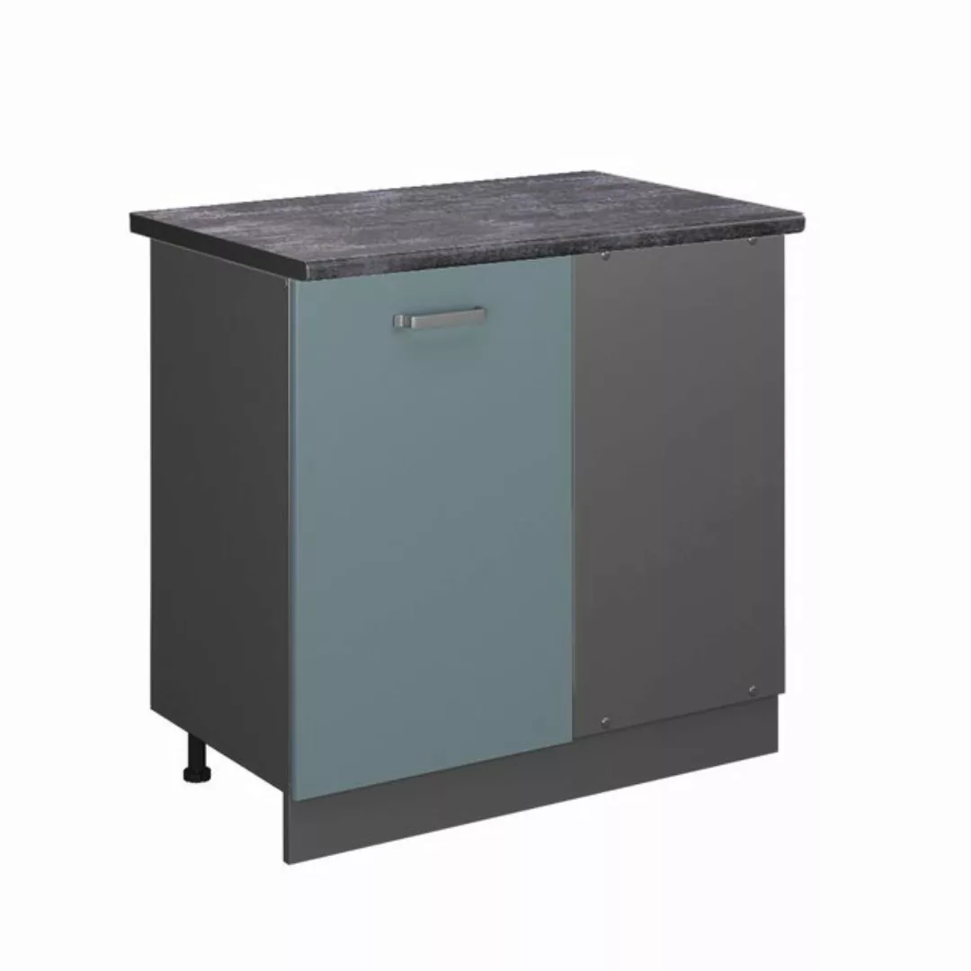 Vicco Eckunterschrank R-Line, Blau-Grau/Anthrazit, 86 cm, AP Anthrazit günstig online kaufen