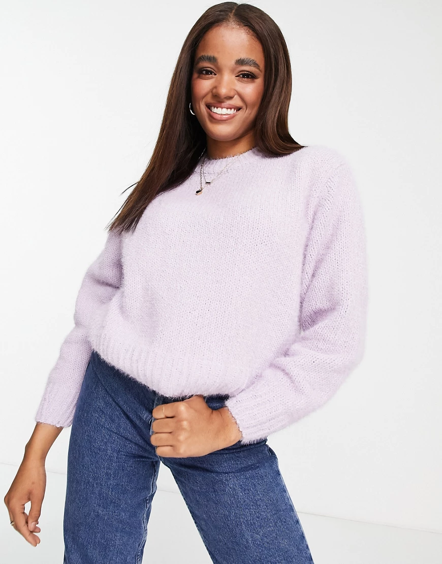 Pull&Bear – Oversize-Pullover in Flieder mit Rundhalsausschnitt-Violett günstig online kaufen