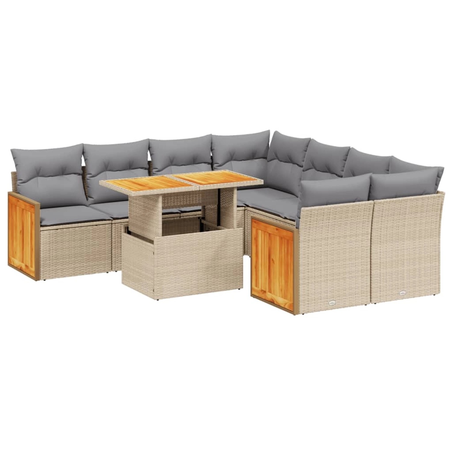 vidaXL 9-tlg Garten-Sofagarnitur mit Kissen Beige Poly Rattan Modell 288 günstig online kaufen