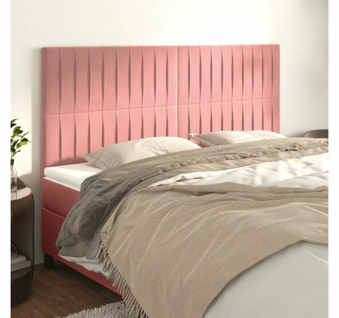 vidaXL Bett, Kopfteile 4 Stk. Rosa 80x5x78/88 cm Samt günstig online kaufen