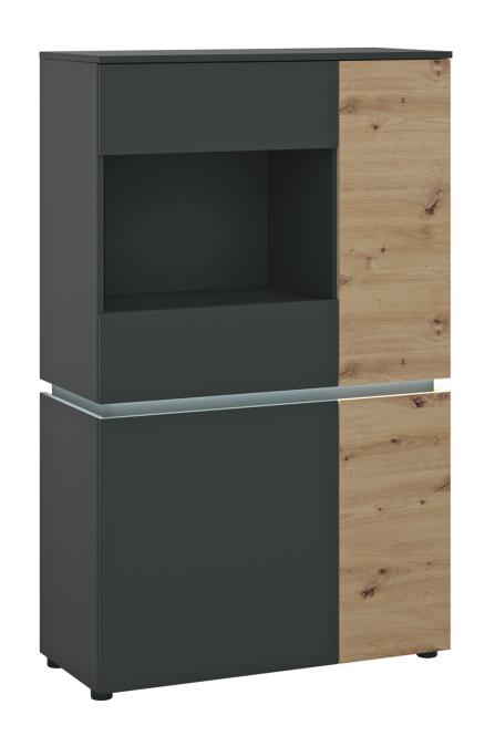 LUCI LCCV02 Vitrine 4 Türen Artisan Eiche/Kosmos grau  von Wojcik günstig online kaufen