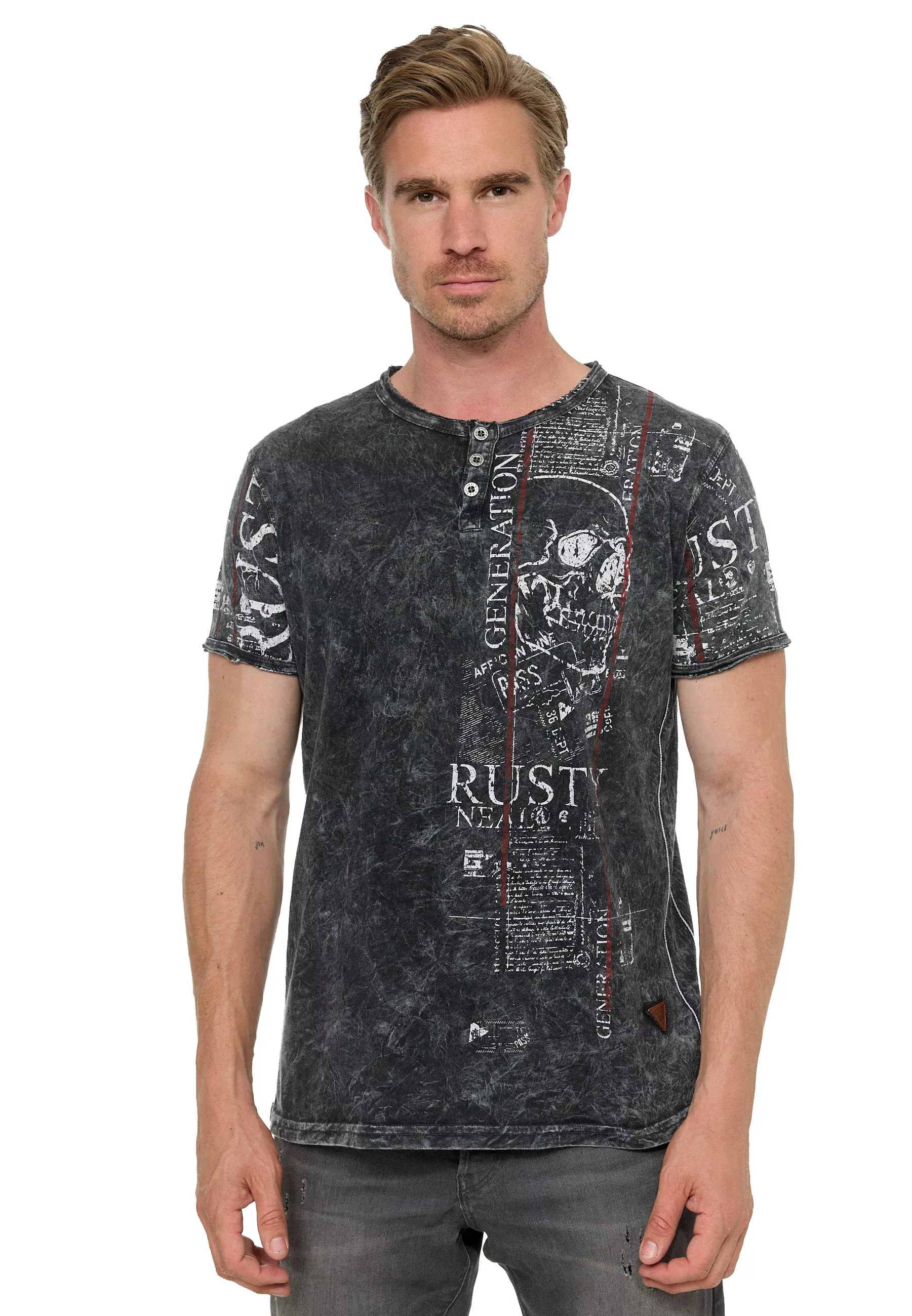 Rusty Neal T-Shirt, im Used-Look mit Allover-Print günstig online kaufen