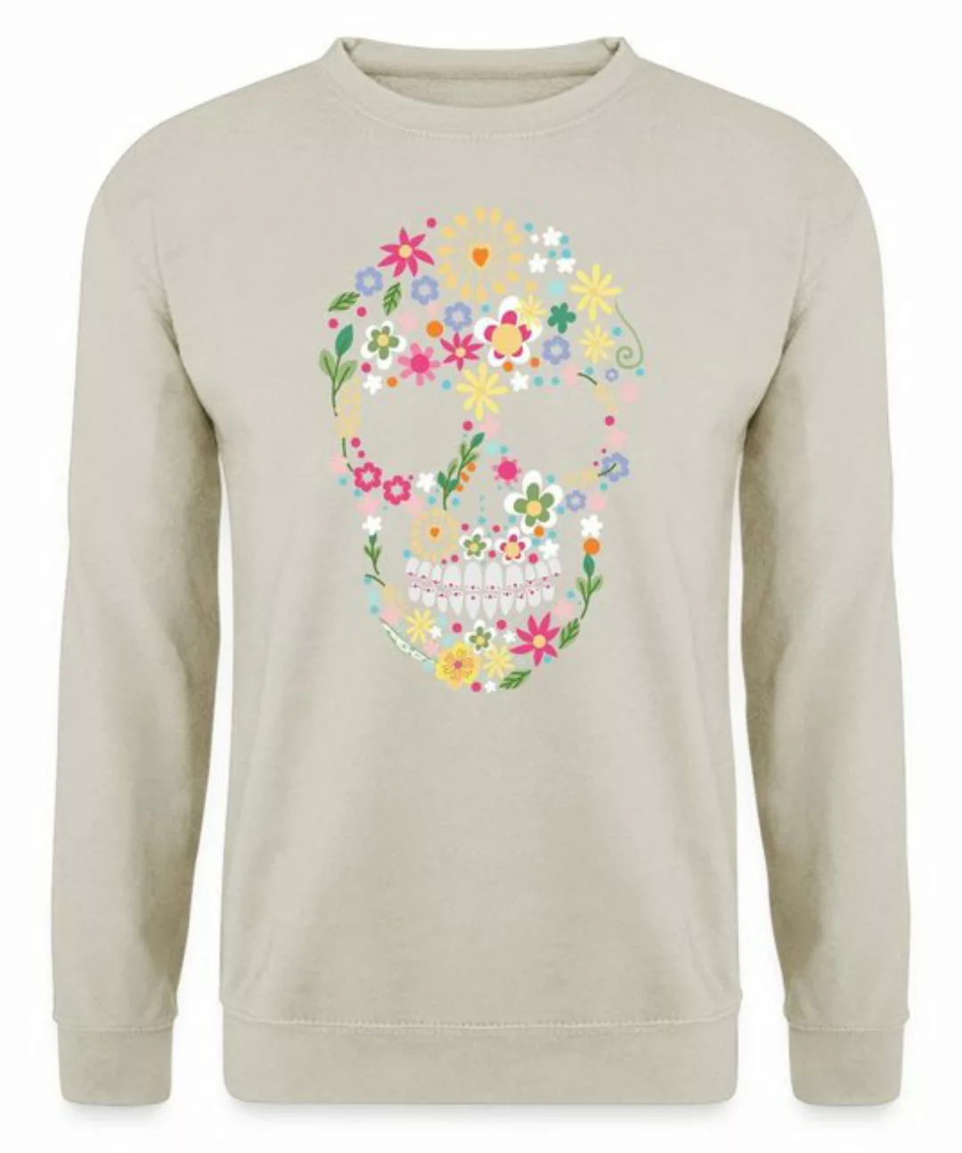 Quattro Formatee Sweatshirt Flower Power Totenkopf - Frieden Hippie 60er 70 günstig online kaufen