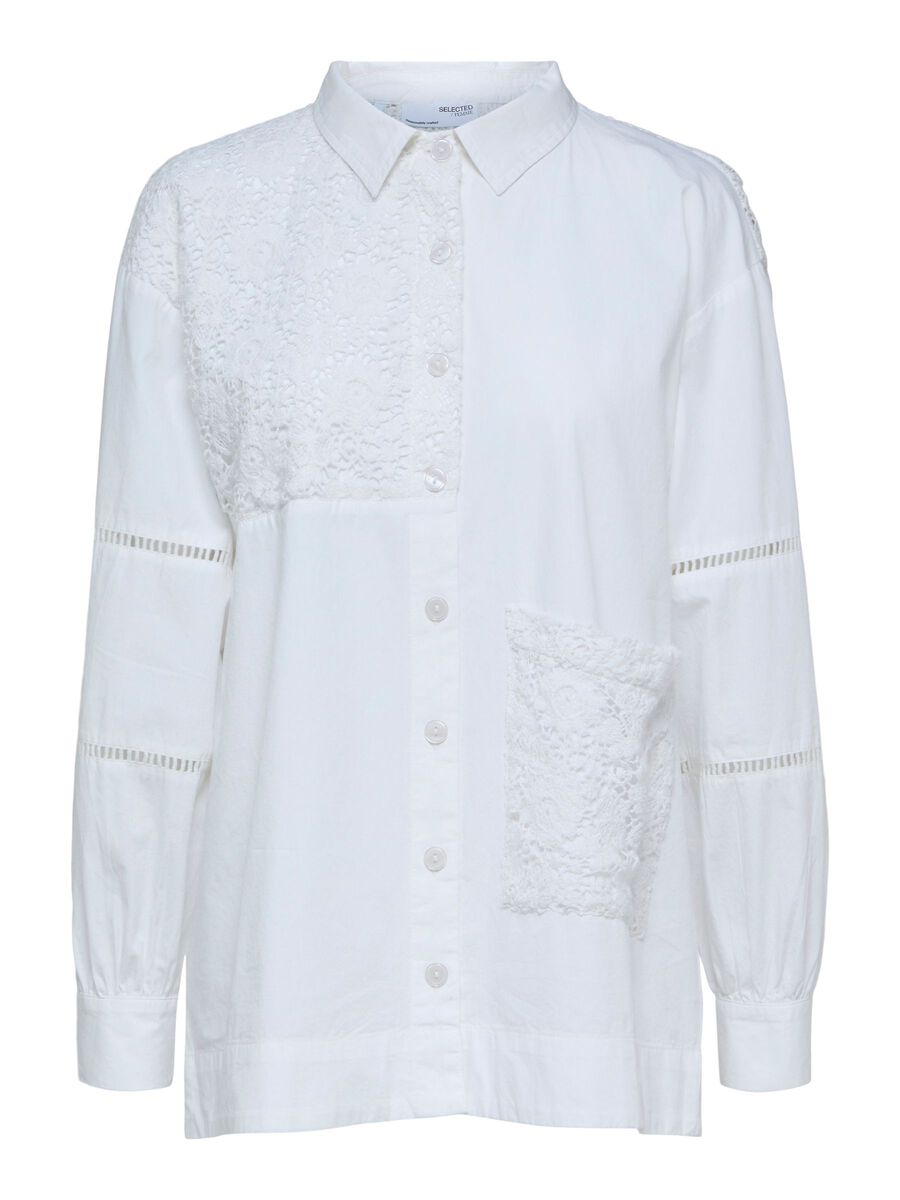 SELECTED Spitzenverzierte Hemd Damen White günstig online kaufen
