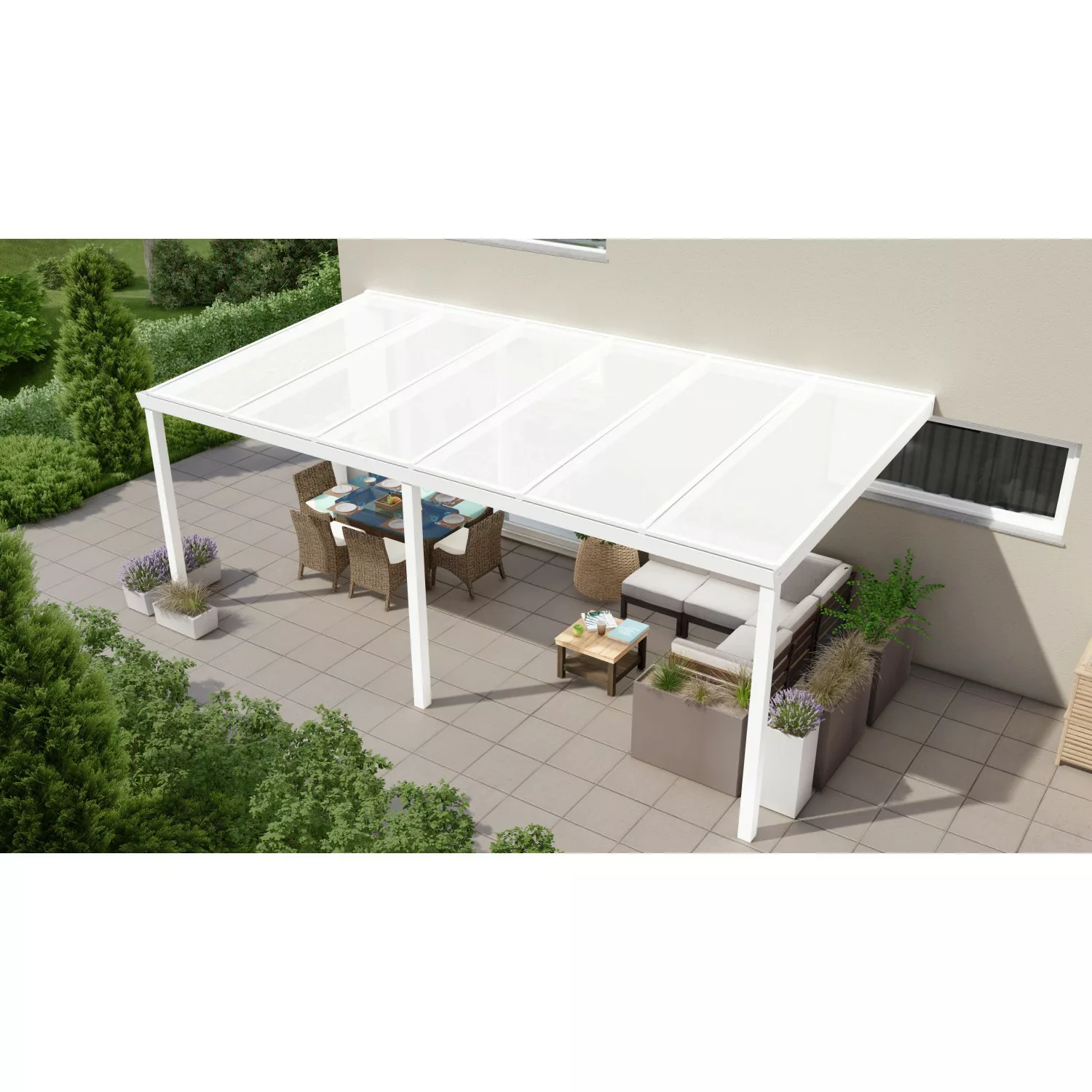 Terrassenüberdachung Professional 600 cm x 350 cm Weiß PC Opal günstig online kaufen