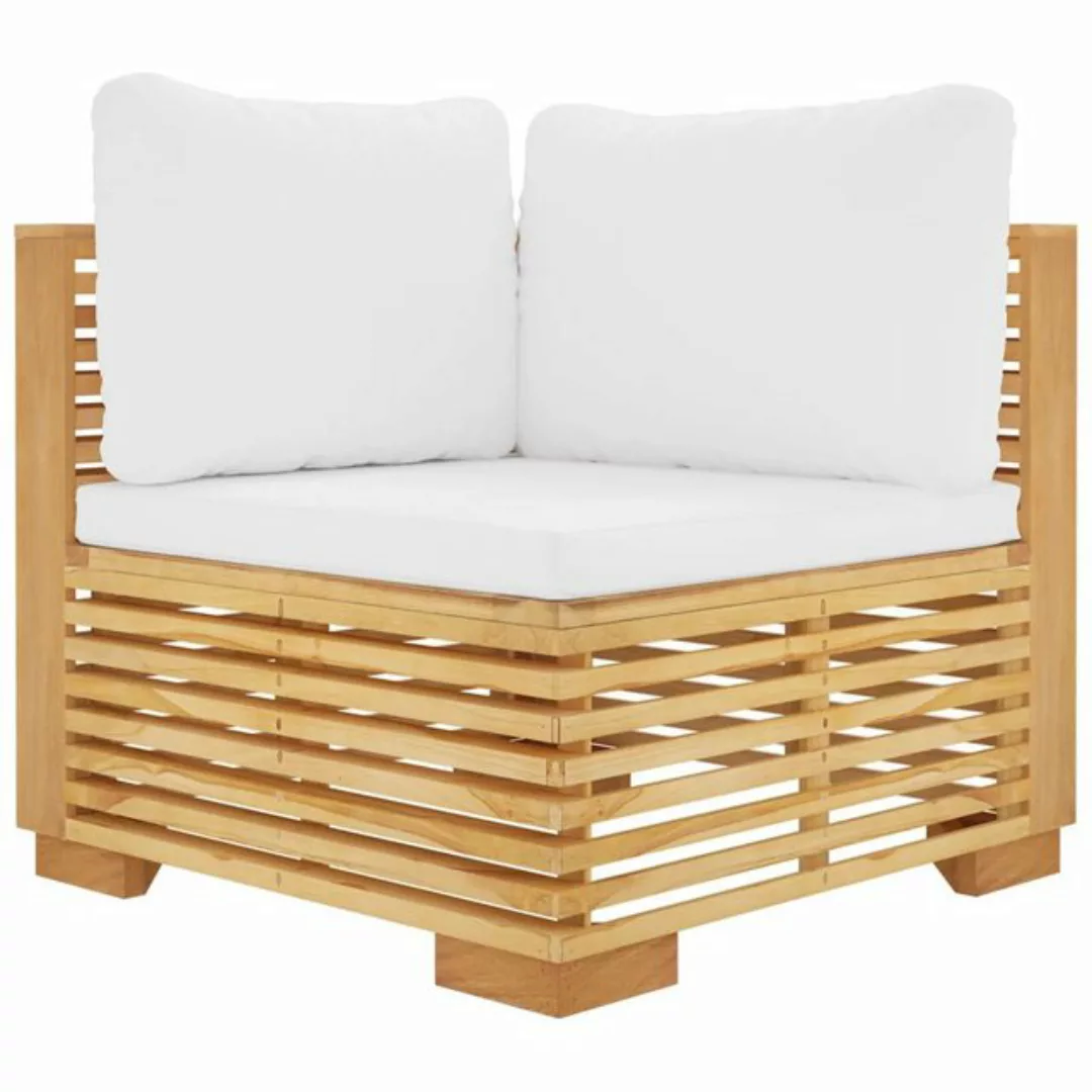 Vidaxl Garten-ecksofa Mit Creme Kissen Massivholz Teak günstig online kaufen