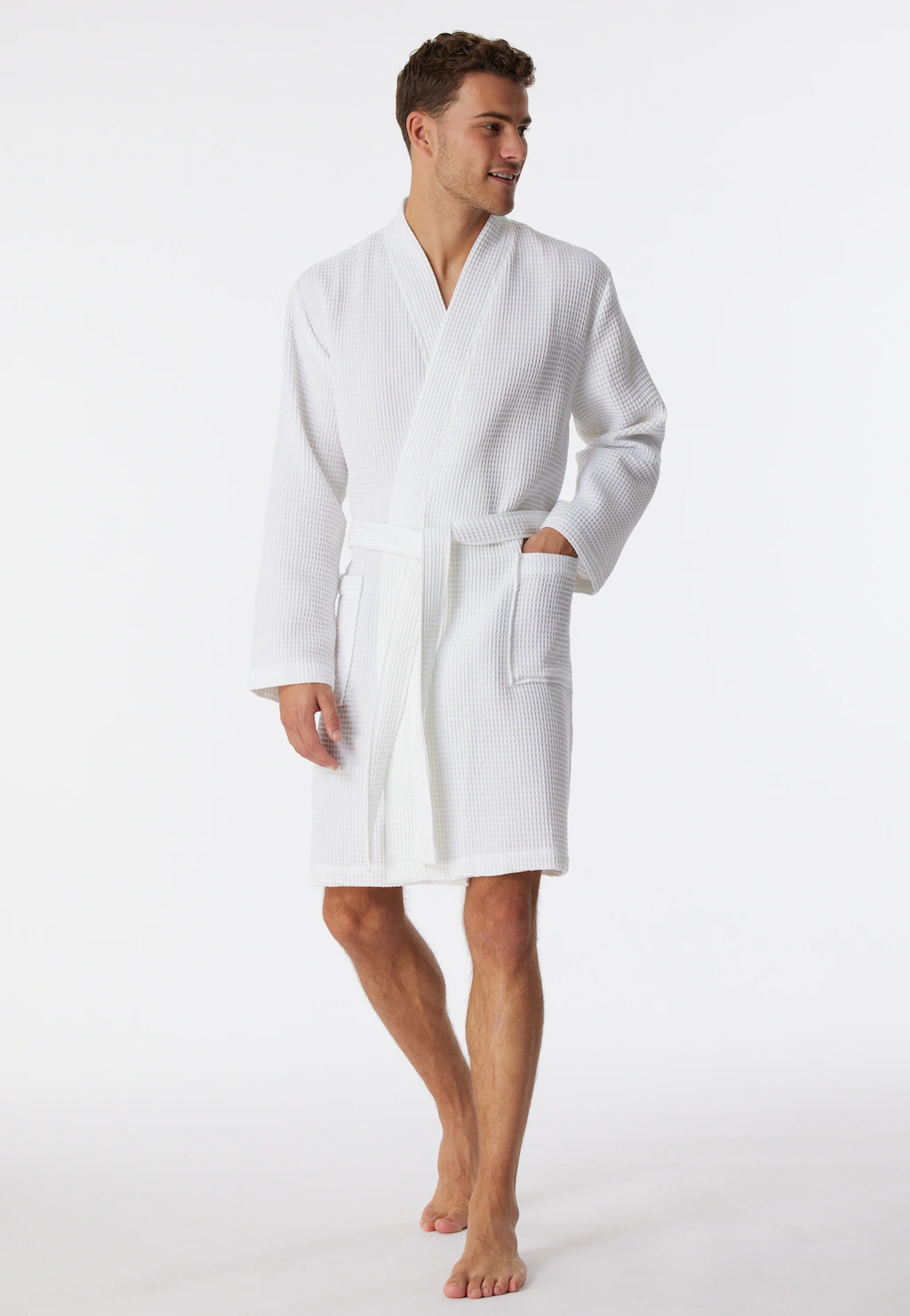 Schiesser Herrenbademantel "Essentials", mit Bindekordel, Kimono-Schnitt günstig online kaufen