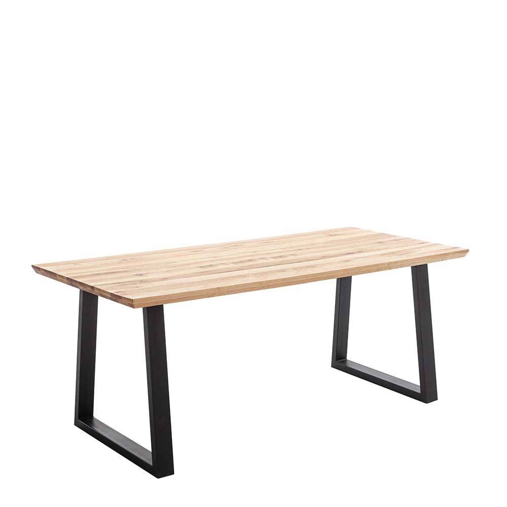 Esstisch Holztisch aus Metall und Zerreiche Massivholz günstig online kaufen