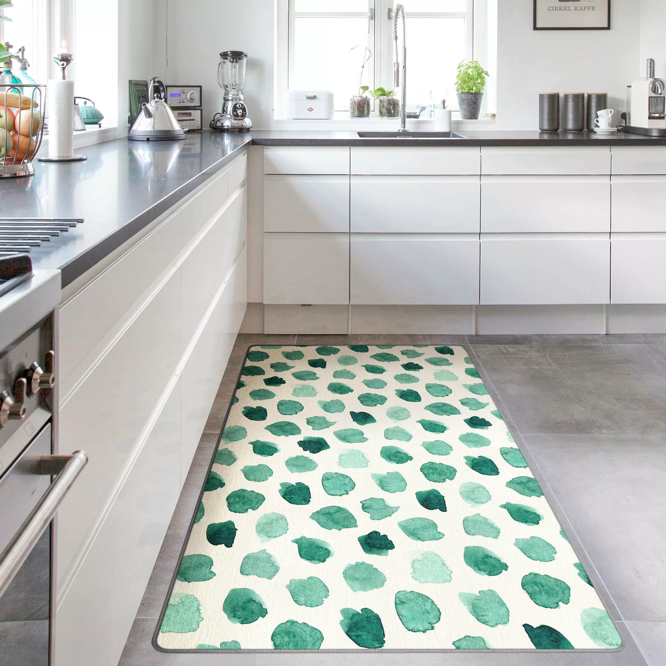 Teppich Aquarell Kleckse in Mintgrün günstig online kaufen