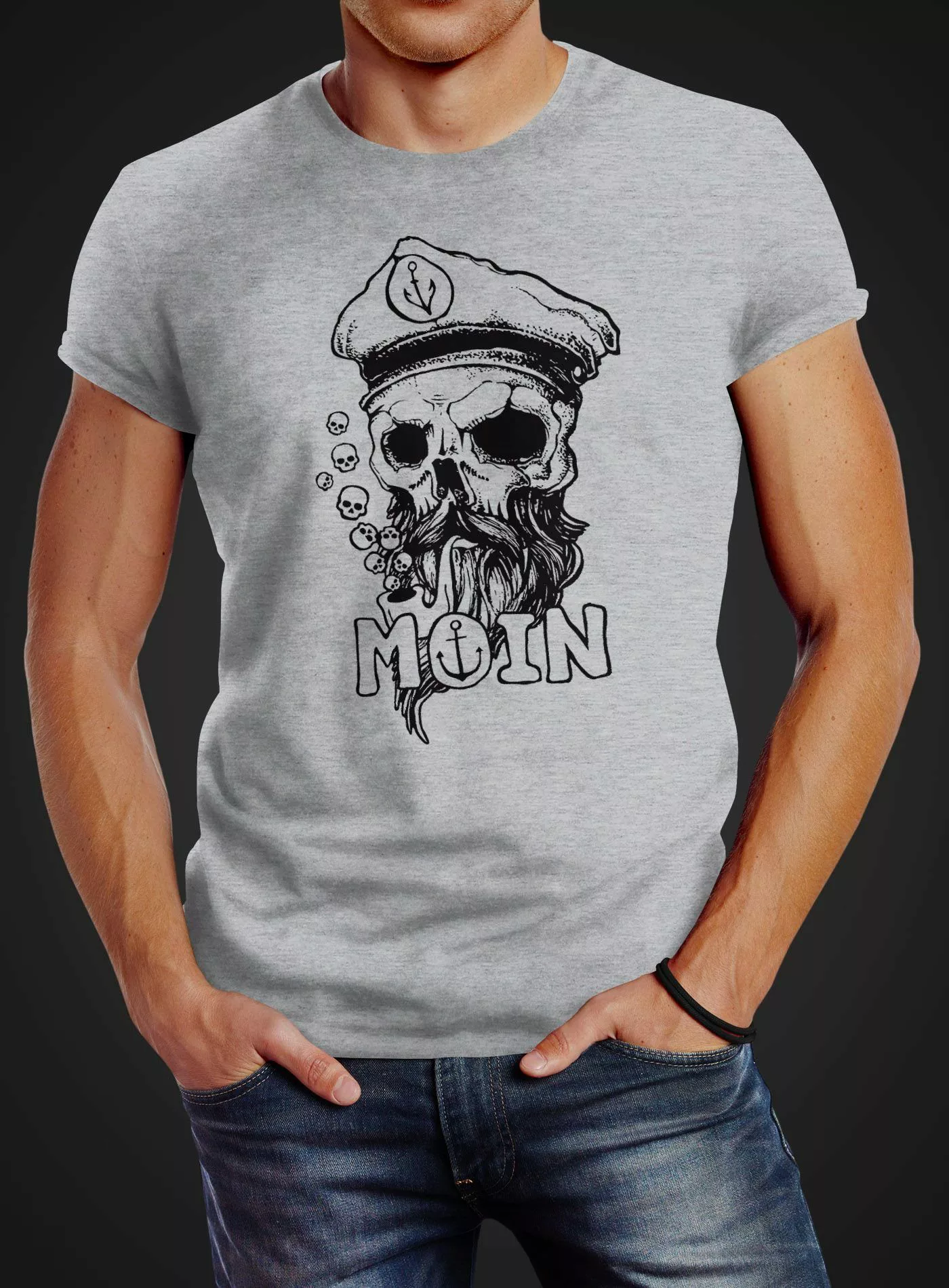 Neverless Print-Shirt Herren T-Shirt Moin Kapitän günstig online kaufen