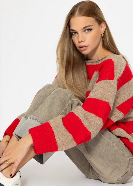 SASSYCLASSY Strickpullover Oversize Pullover Damen in Blockstreifen elegant günstig online kaufen