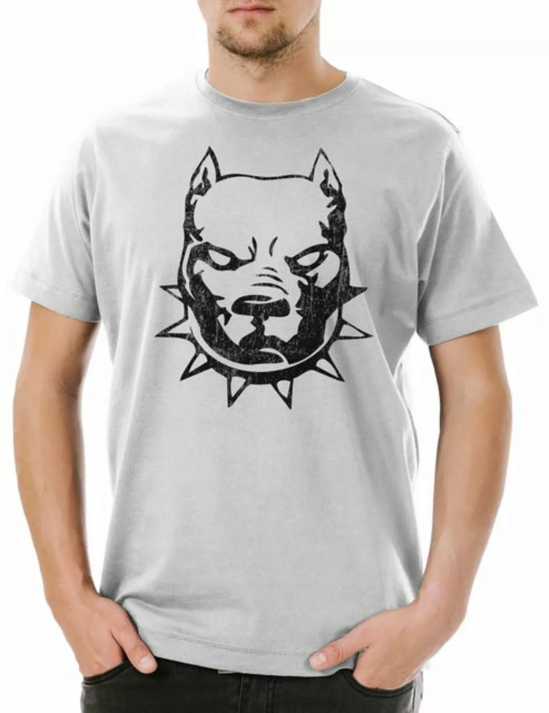 Urban Backwoods Print-Shirt Pit Dog Bull Herren T-Shirt Kette Bissiger Hund günstig online kaufen