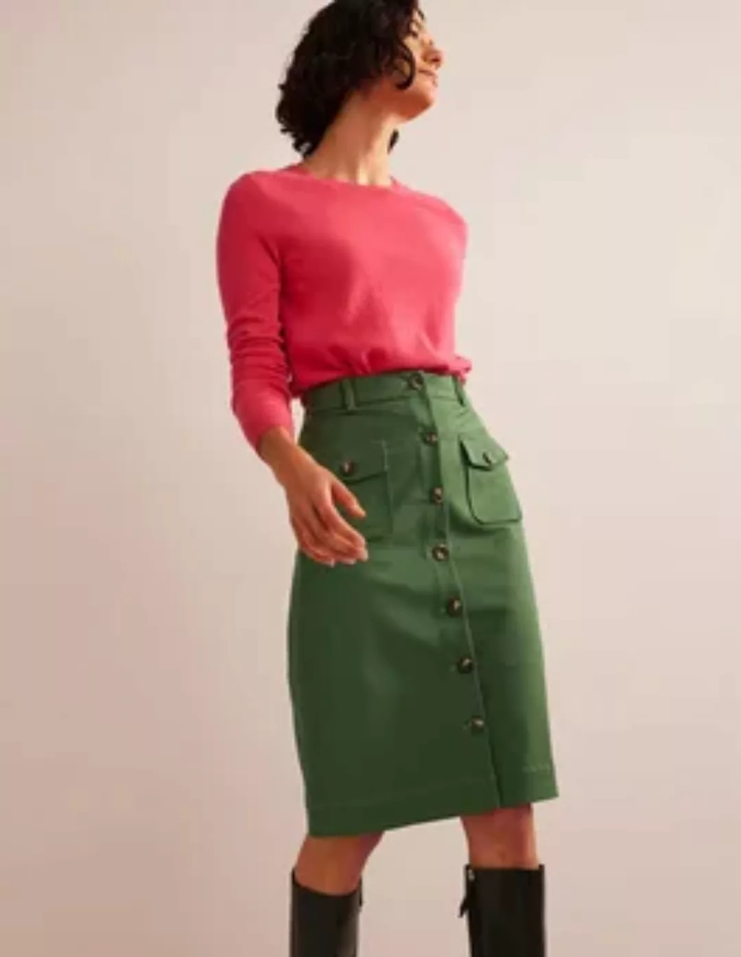 Midirock mit praktischen Taschen Damen Boden, Wintergrün günstig online kaufen
