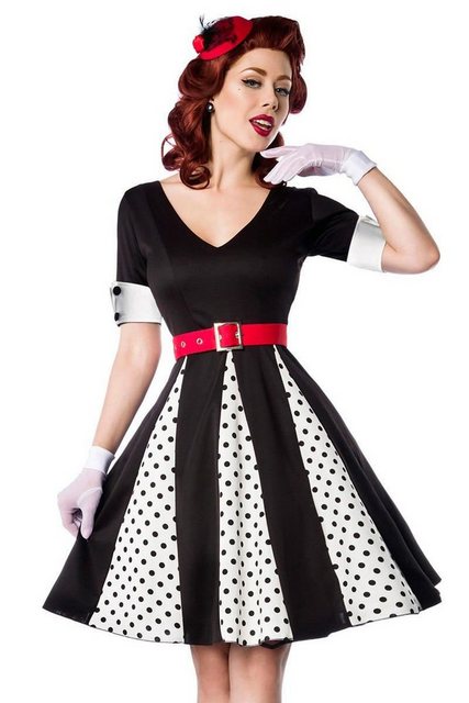 BELSIRA A-Linien-Kleid 50er Jahre Pin Up Rockabilly Kleid mit V-Ausschnitt günstig online kaufen