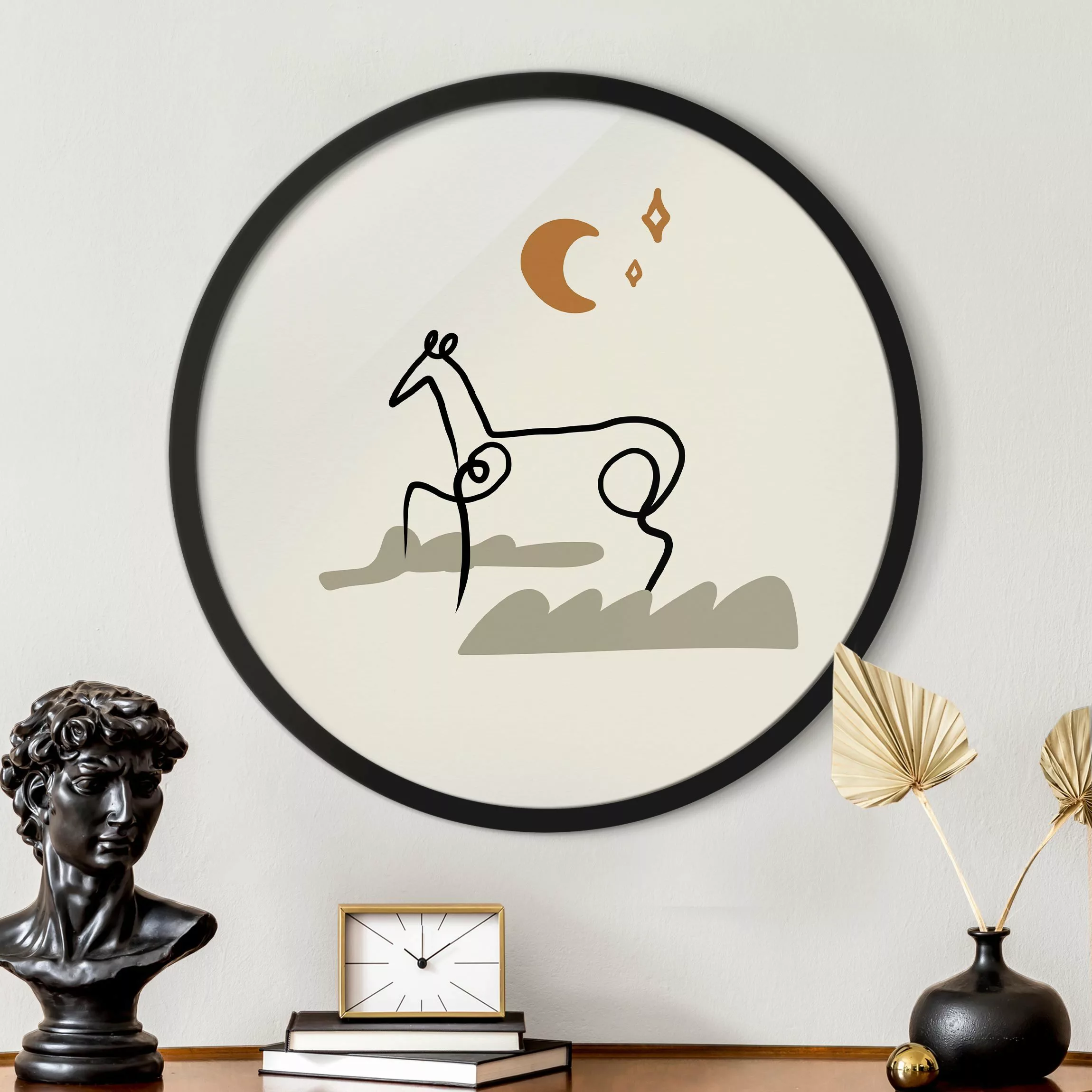 Rundes Gerahmtes Bild Picasso Interpretation - Das Pferd günstig online kaufen
