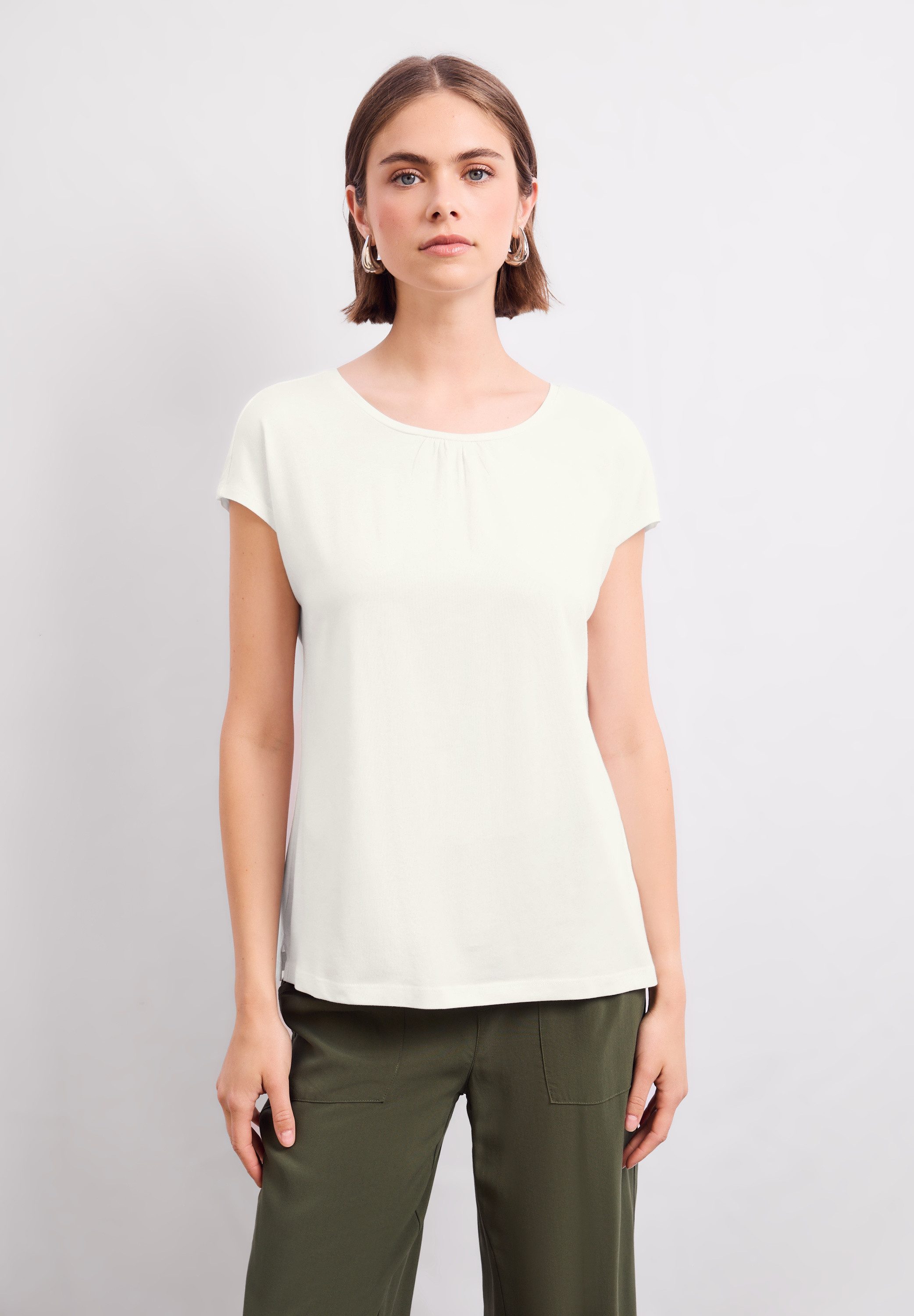STREET ONE T-Shirt aus elastischem Materialmix günstig online kaufen