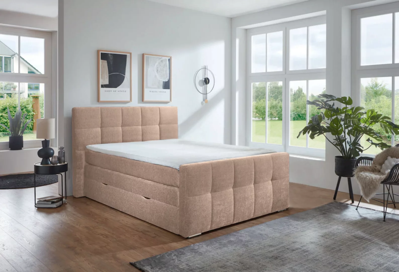 Places of Style Boxspringbett "Rosà", H3/H3, H3/H4, H4/H4 möglich günstig online kaufen