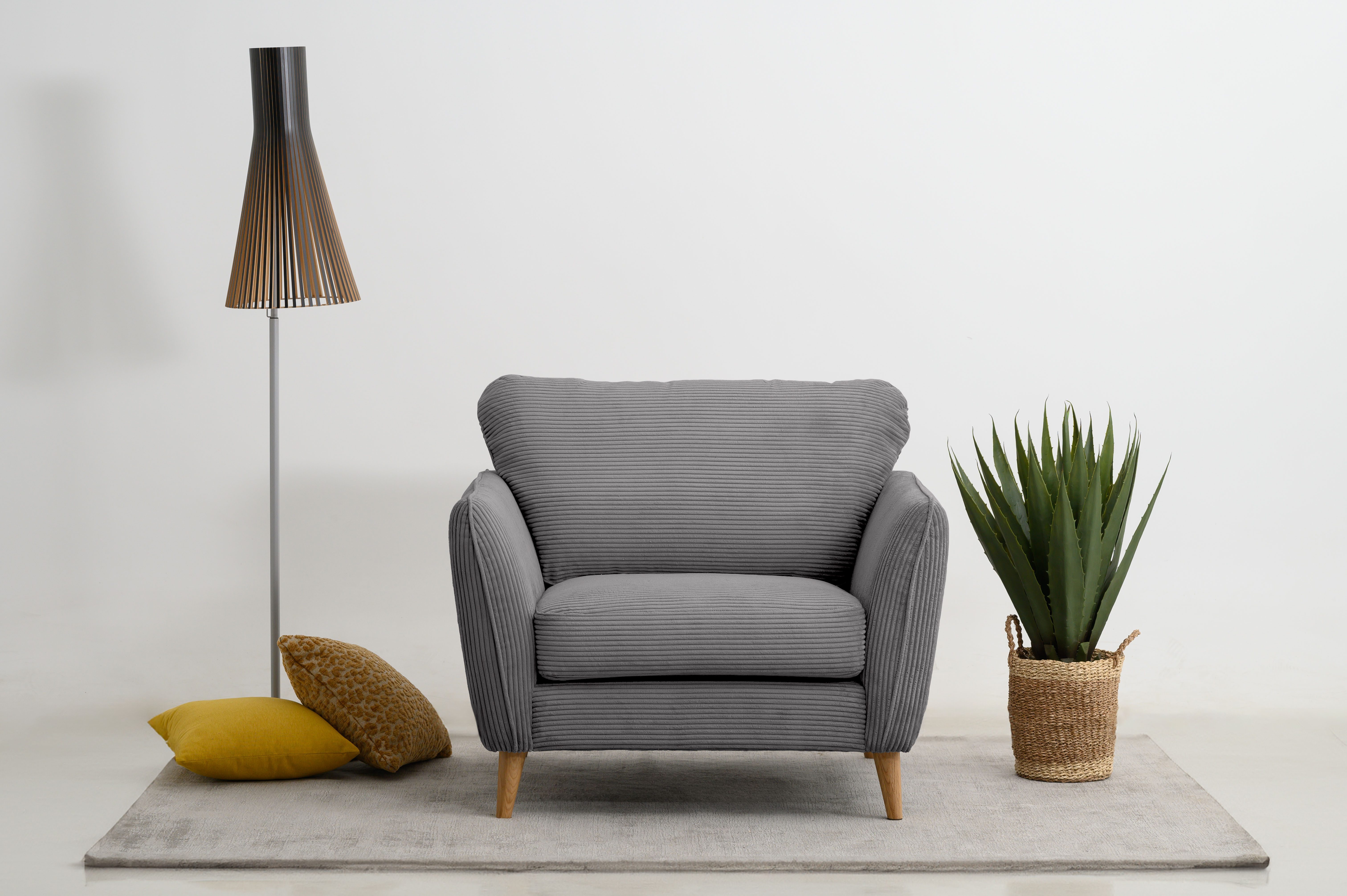 Home affaire Sessel "MARSEILLE", Massivholzbeine Eiche, Landhausstil, Welle günstig online kaufen
