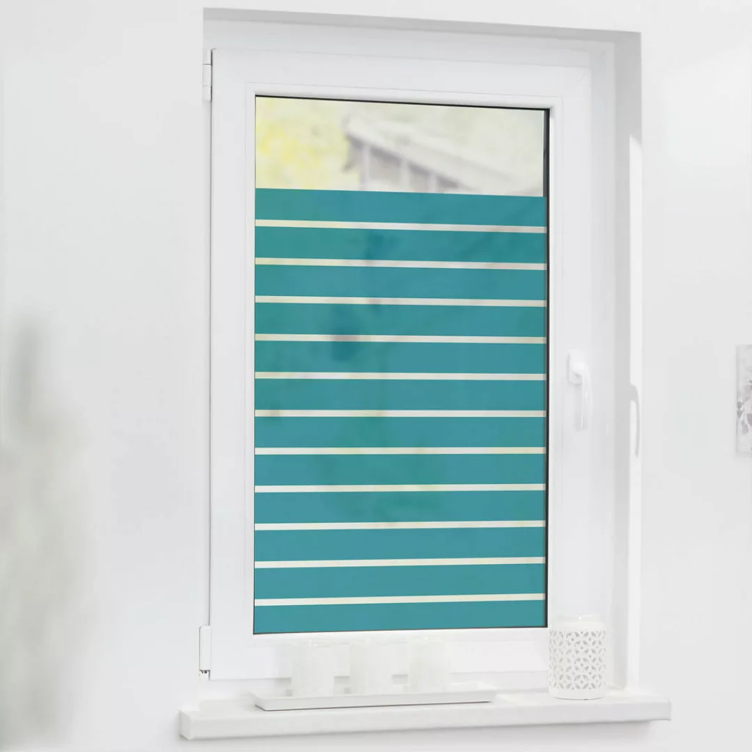 LICHTBLICK Fensterfolie Streifen petrol B/L: ca. 50x50 cm günstig online kaufen