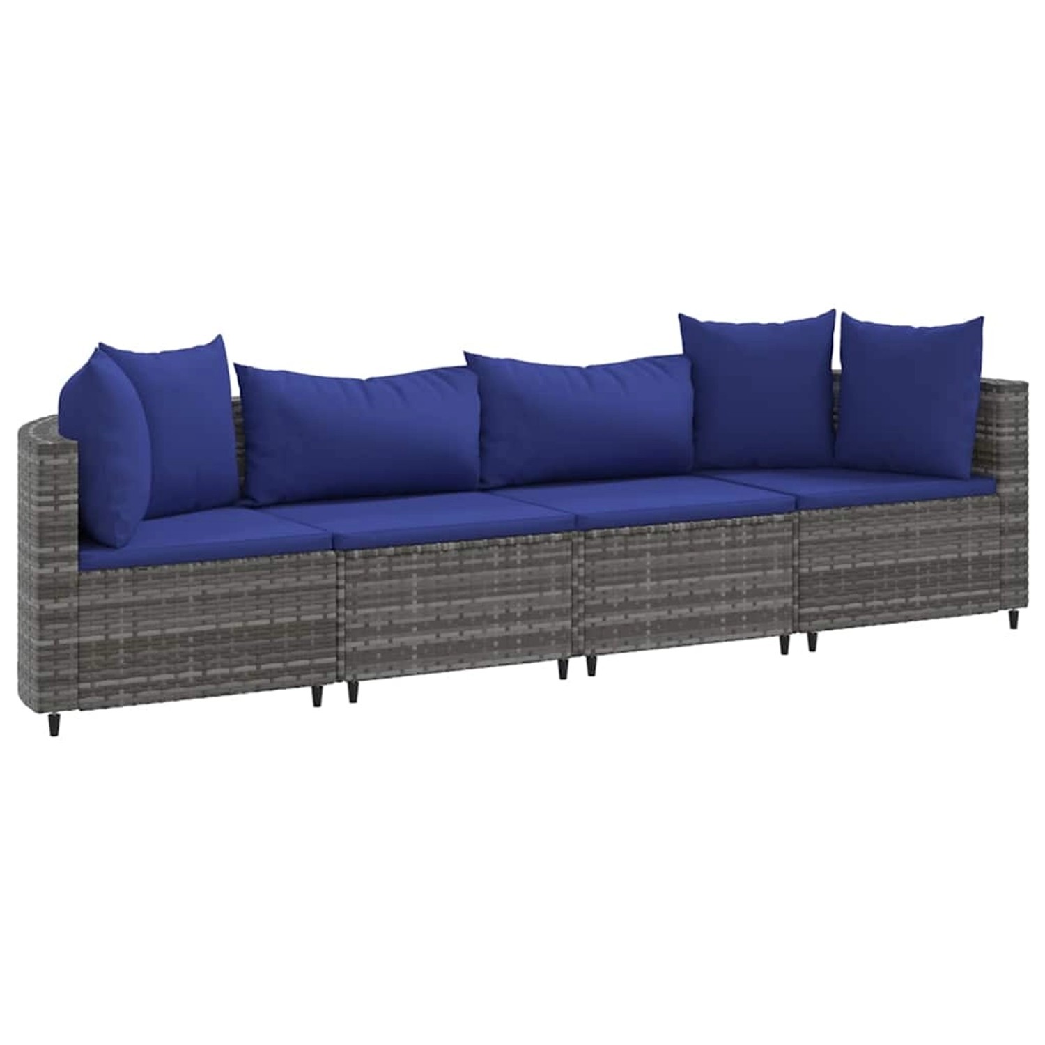 vidaXL 4-Tlg Garten-Sofagarnitur mit Kissen Grau Poly Rattan 3308463 günstig online kaufen