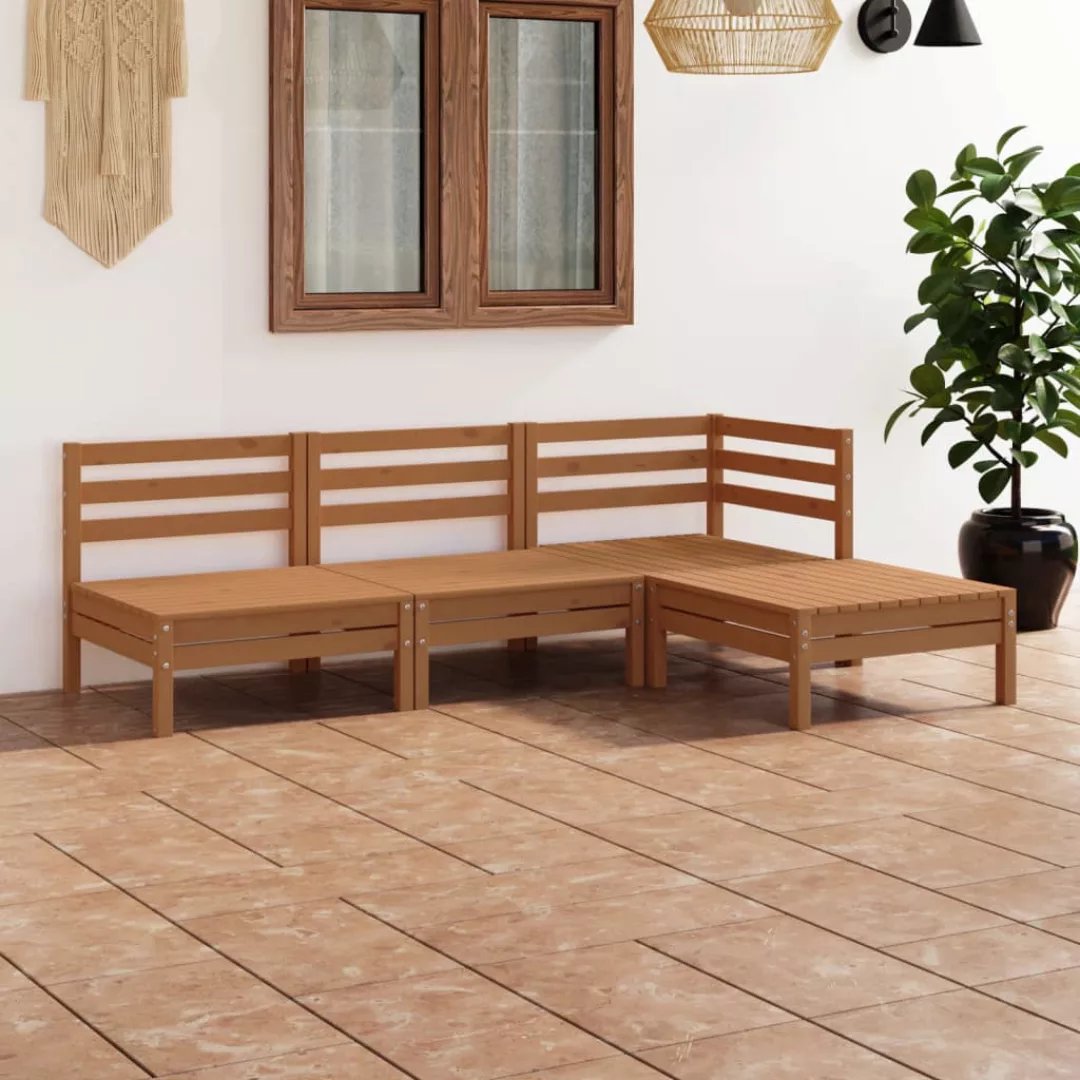 4-tlg. Garten-lounge-set Massivholz Kiefer Honigbraun günstig online kaufen