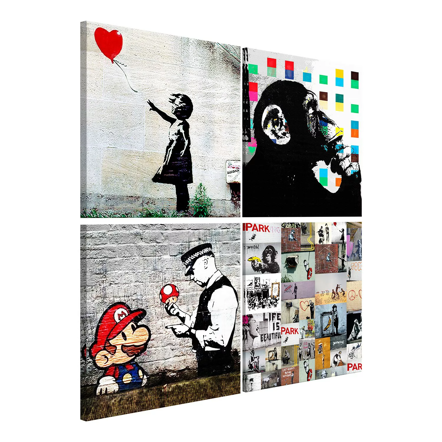 home24 Wandbild (Banksy) Collage (4-teilig) günstig online kaufen