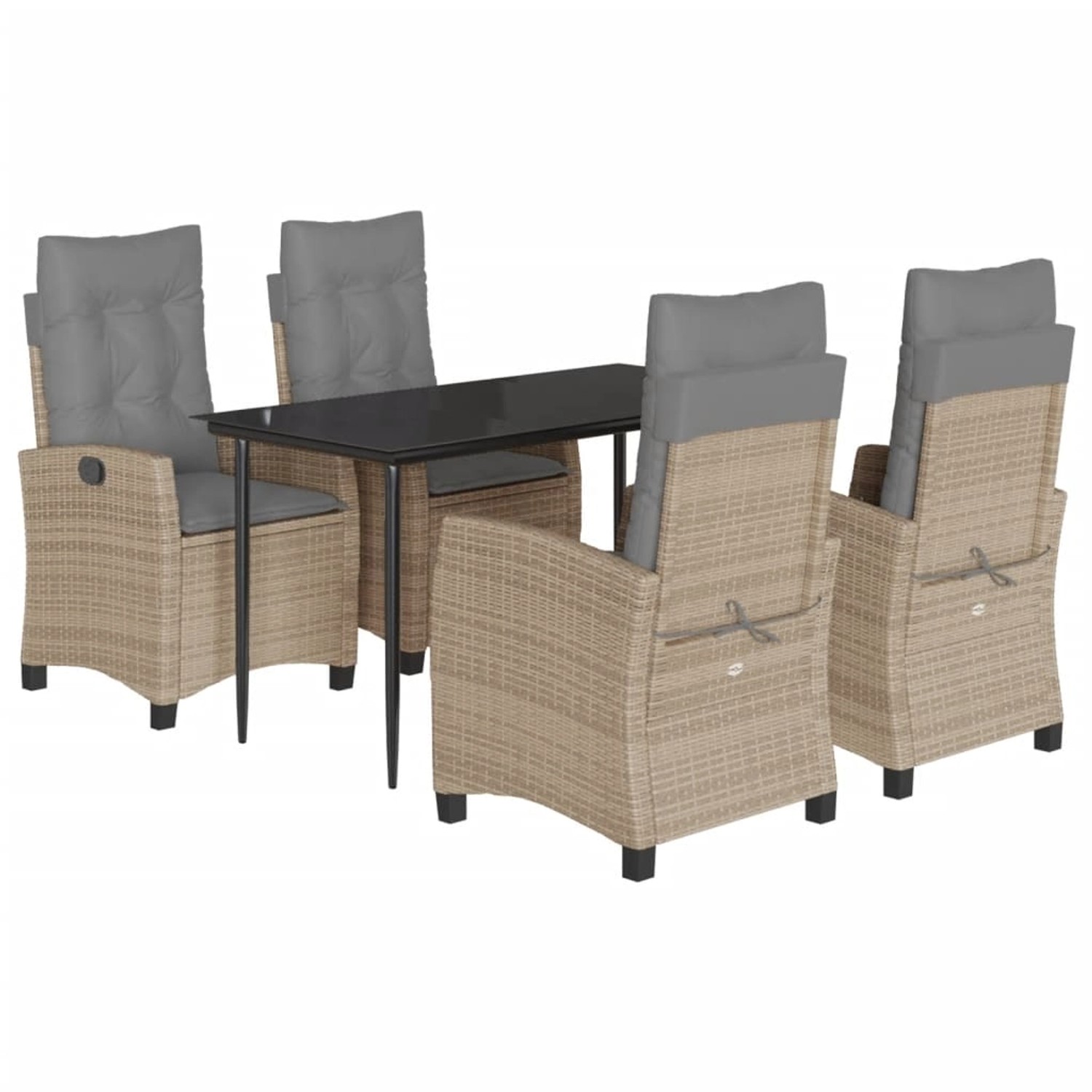 vidaXL 5-Tlg Garten-Essgruppe mit Kissen Beigemischung Poly Rattan 3212825 günstig online kaufen