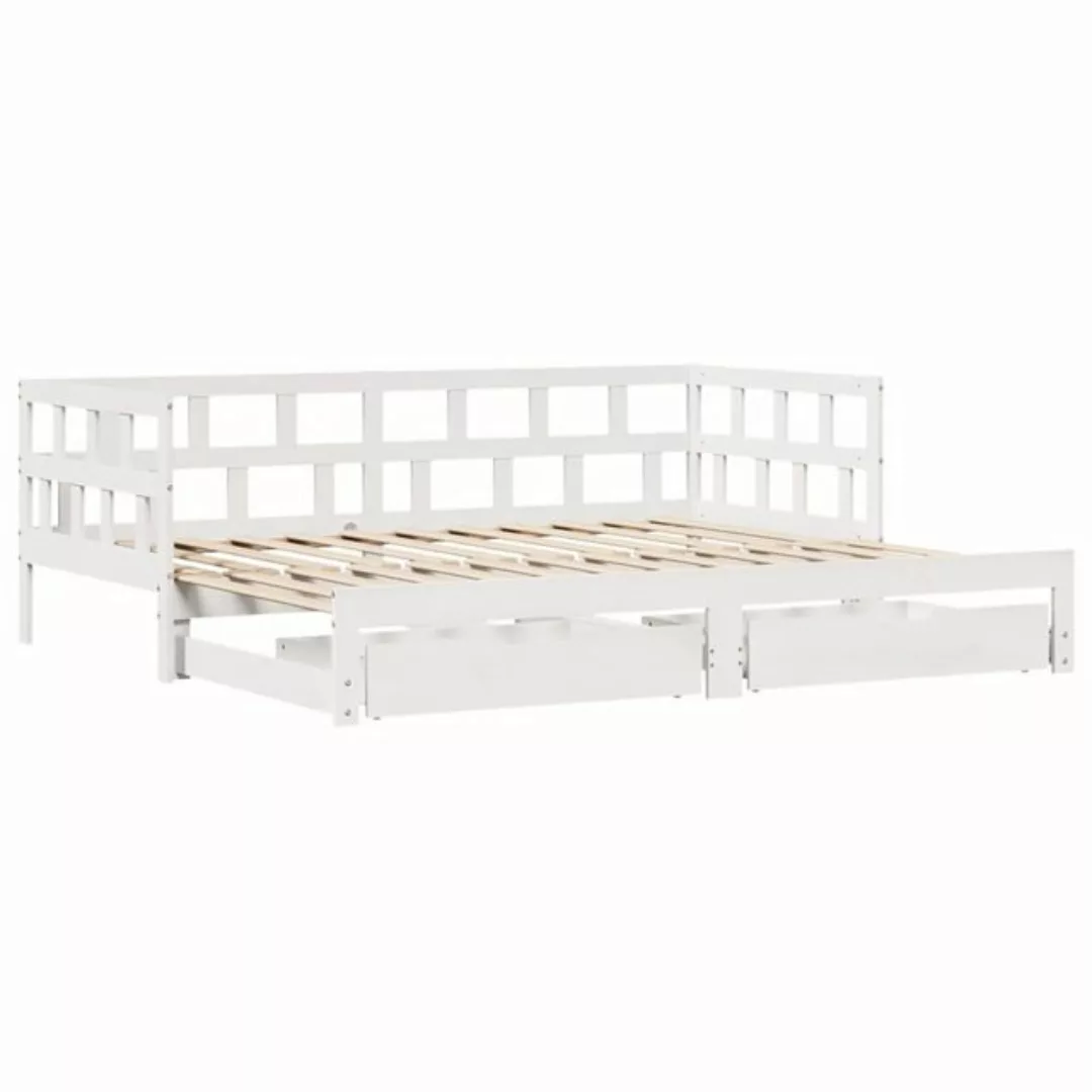 vidaXL Bett Tagesbett Ausziehbar mit Schubladen ohne Matratze Weiß 90x190cm günstig online kaufen