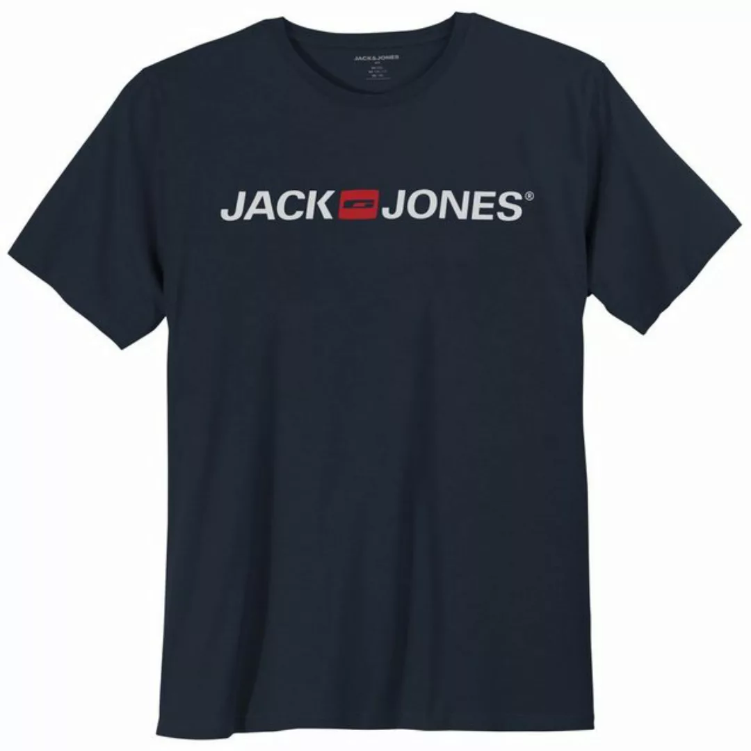 Jack & Jones Rundhalsshirt Jack&Jones T-Shirt navy Logodruck Übergröße JJEC günstig online kaufen