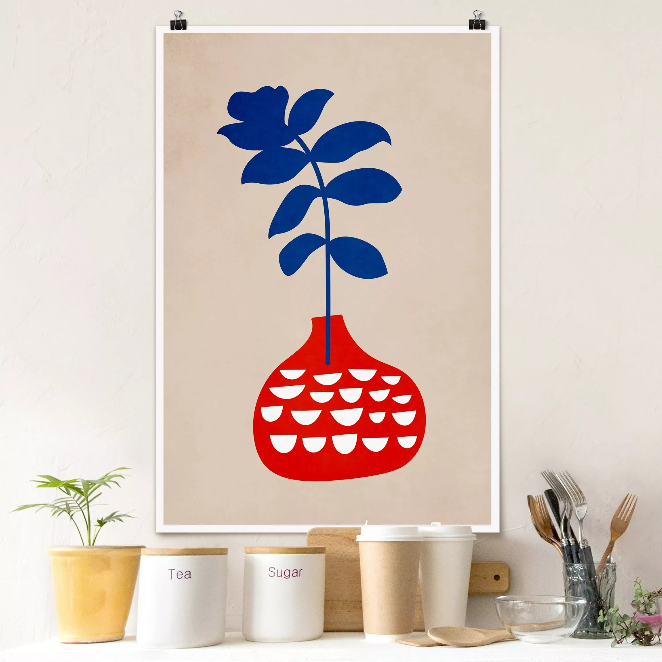 Poster Rote Blumenvase günstig online kaufen