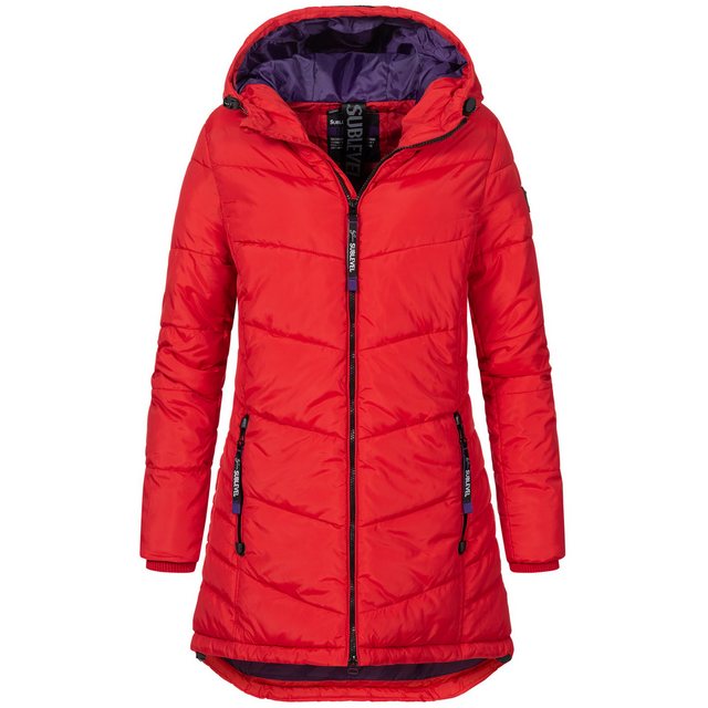 SUBLEVEL Steppjacke Damen Mantel mit Kapuze lange Winter Jacke Parka sportl günstig online kaufen