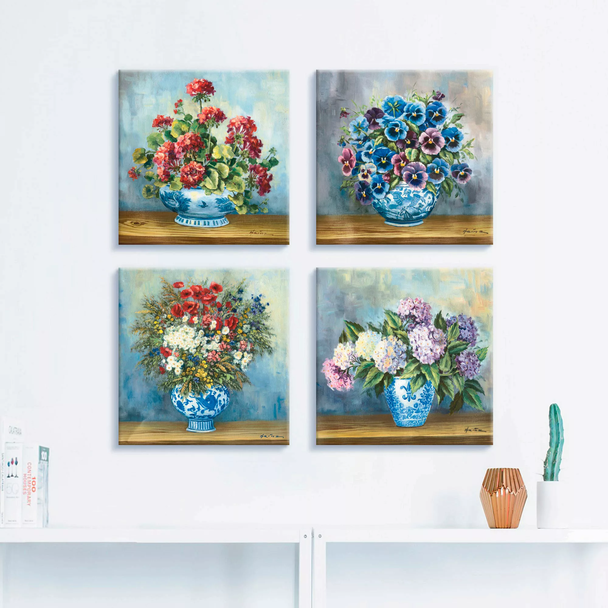 Artland Leinwandbild »Blumen Bouqets«, Blumen, (4 St.) günstig online kaufen