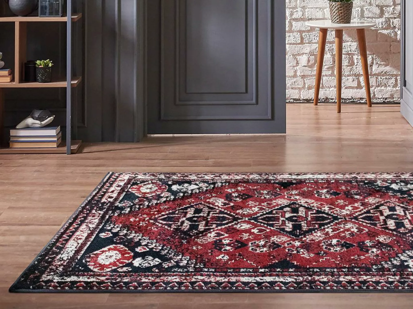 Teppich orientalisch - 200 x 290 cm - Rot & Schwarz - SYLHET günstig online kaufen