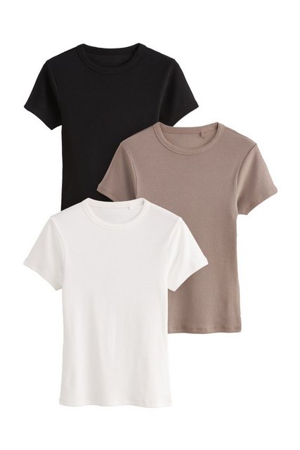 The Set T-Shirt Gerippte T-Shirts im Set (3-tlg) günstig online kaufen