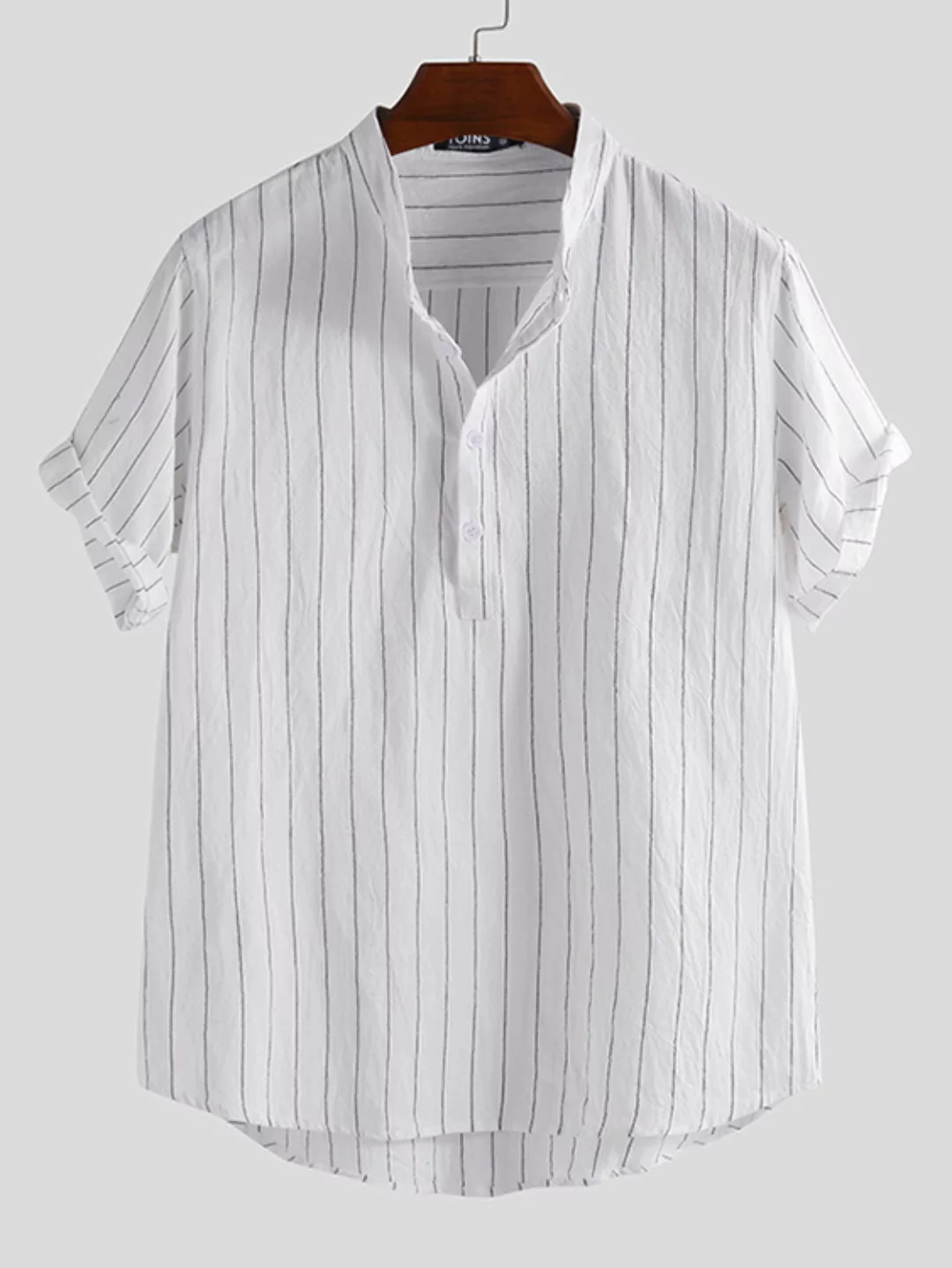 Herren Casual Summer Breathble T-Shirts mit gestreiftem Kurzarm und V-Aussc günstig online kaufen