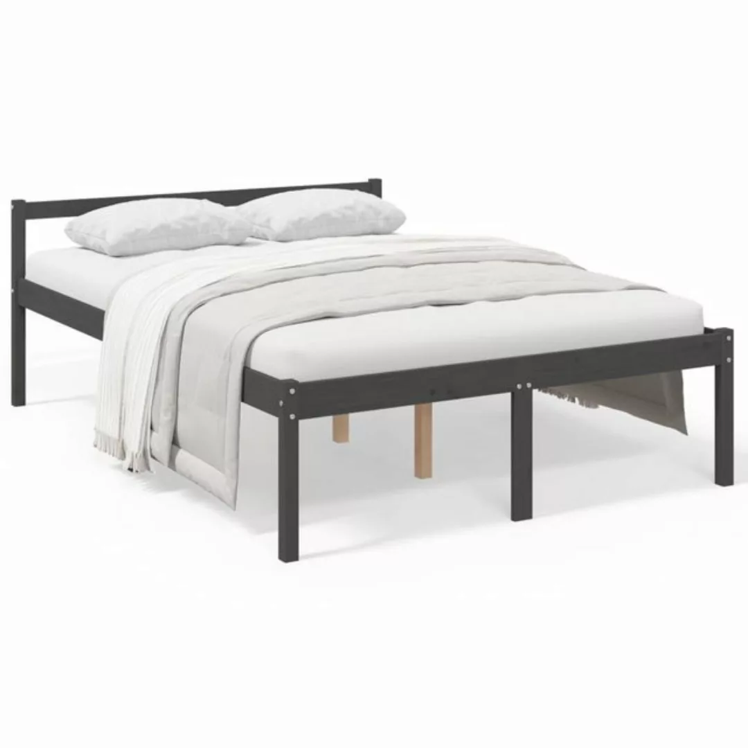 vidaXL Bett Seniorenbett Grau 135x190 cm Massivholz Kiefer günstig online kaufen