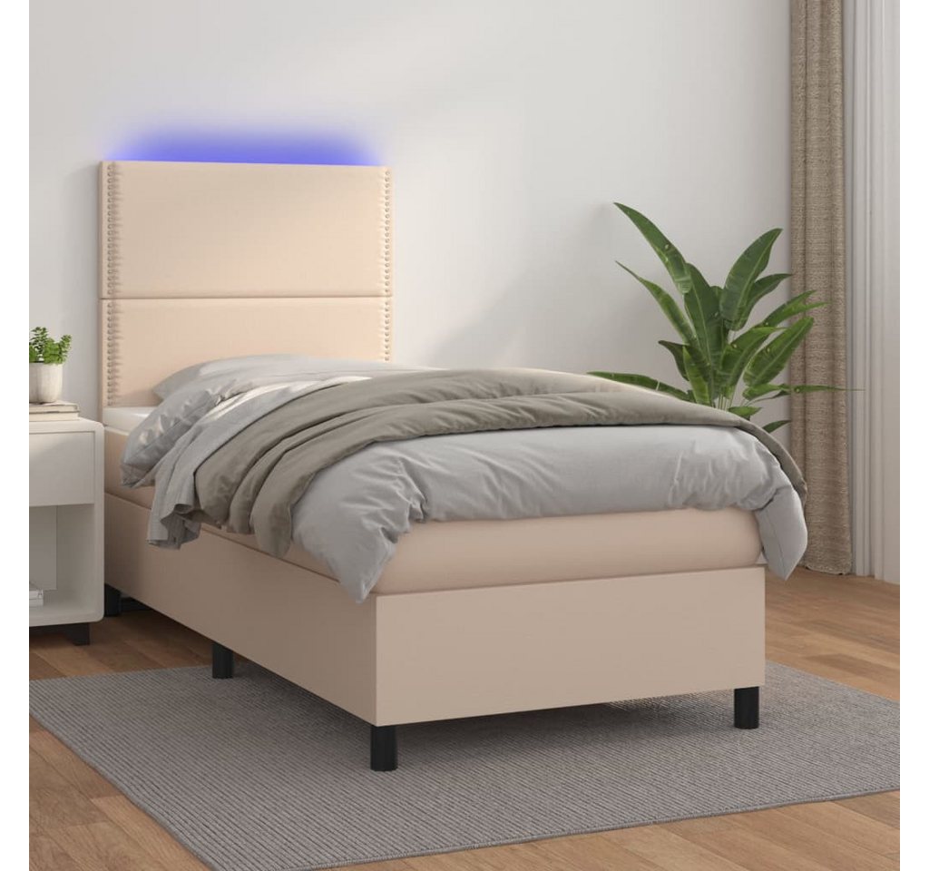 vidaXL Boxspringbett Boxspringbett mit Matratze & LED Kunstleder (80 x 200 günstig online kaufen