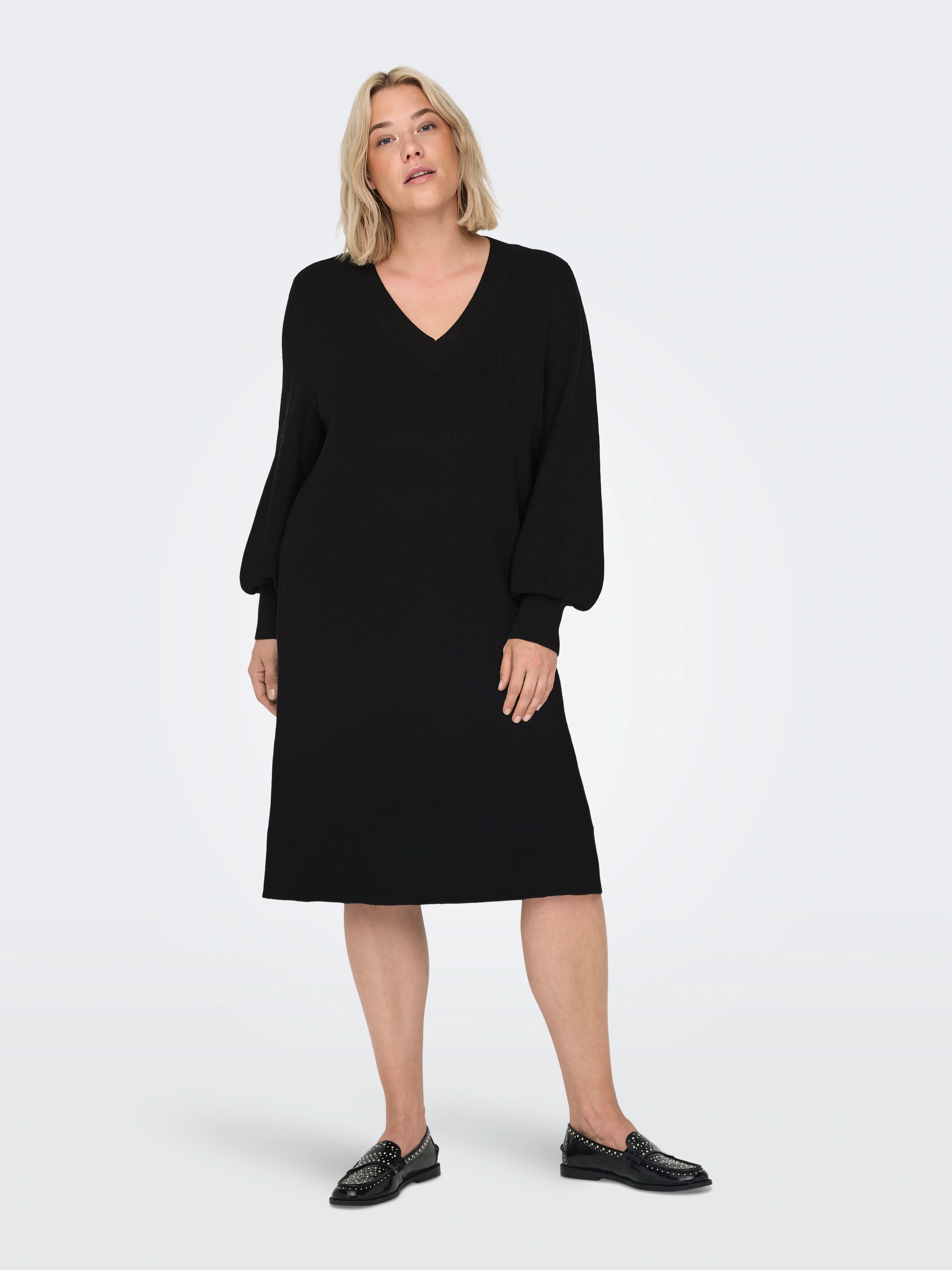 ONLY CARMAKOMA Strickkleid "CARKATIA LS V-NECK DRESS KNT NOOS" günstig online kaufen