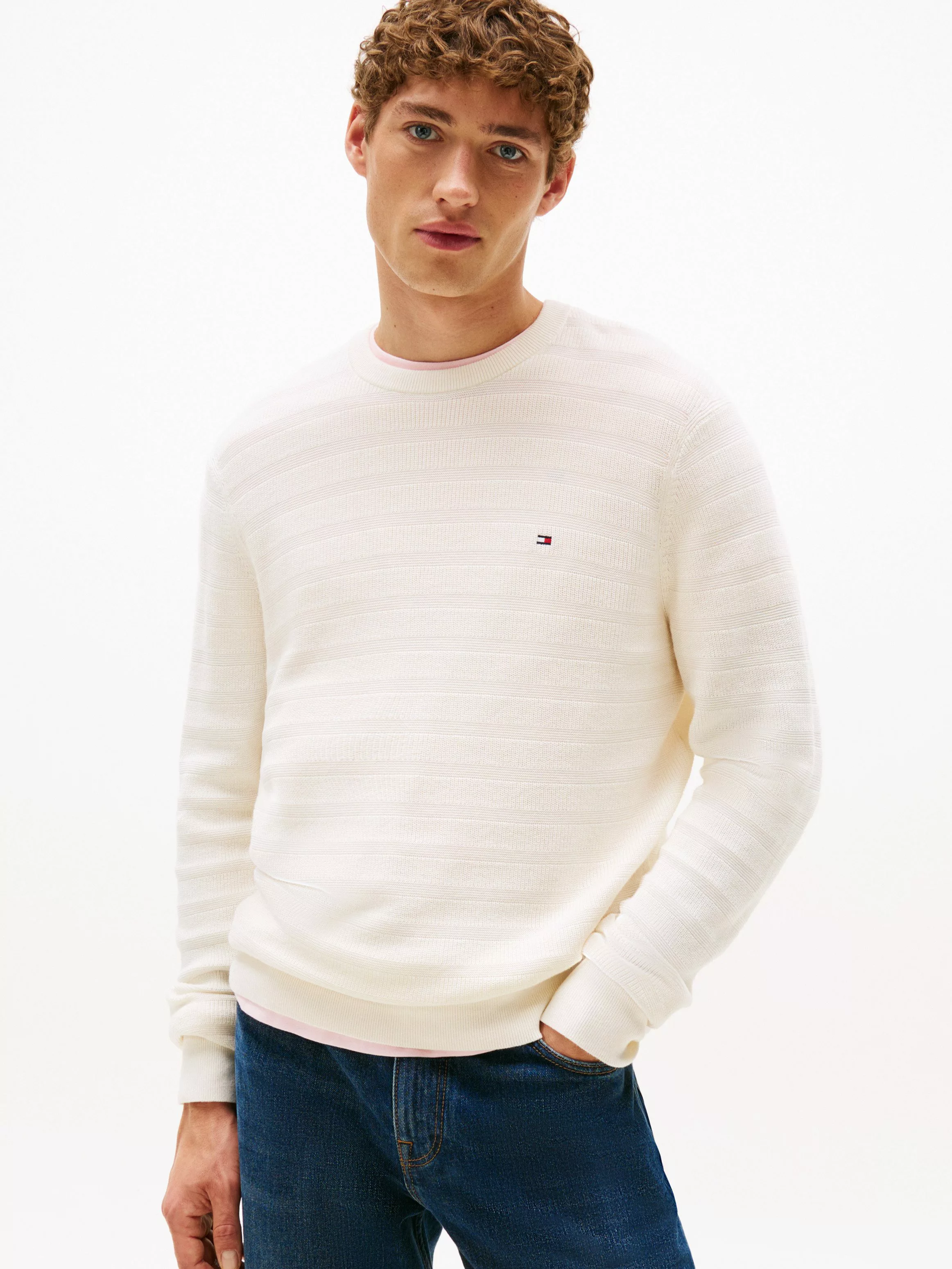 Tommy Hilfiger Rundhalspullover STRIPE STRUCTURE regular günstig online kaufen