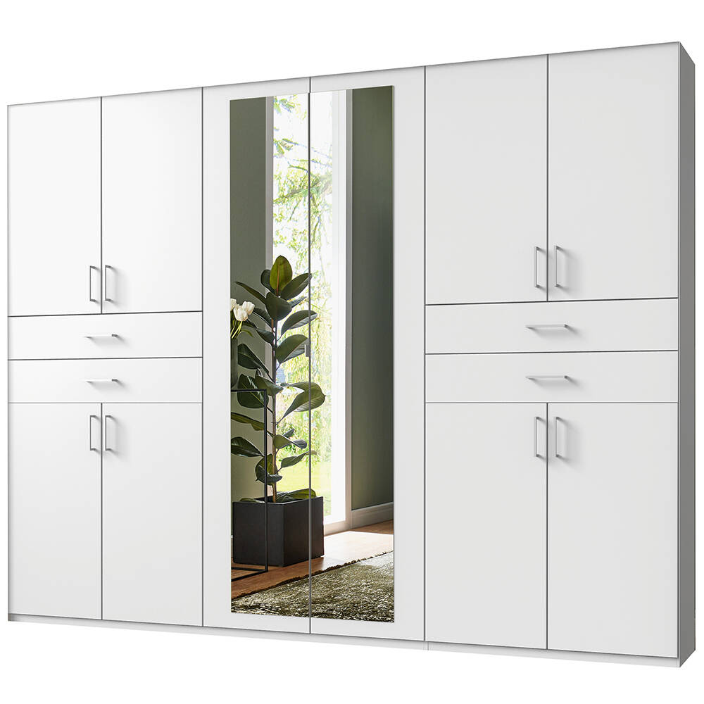 Kleiderschrank mit Spiegel, 270 cm breit modern in weiß TREVISO-43 günstig online kaufen