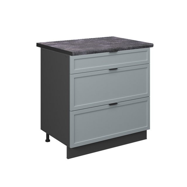 Vicco Unterschrank Fame-Line, Hellblau-grau/Anthrazit, 80 cm mit 3 Schublad günstig online kaufen