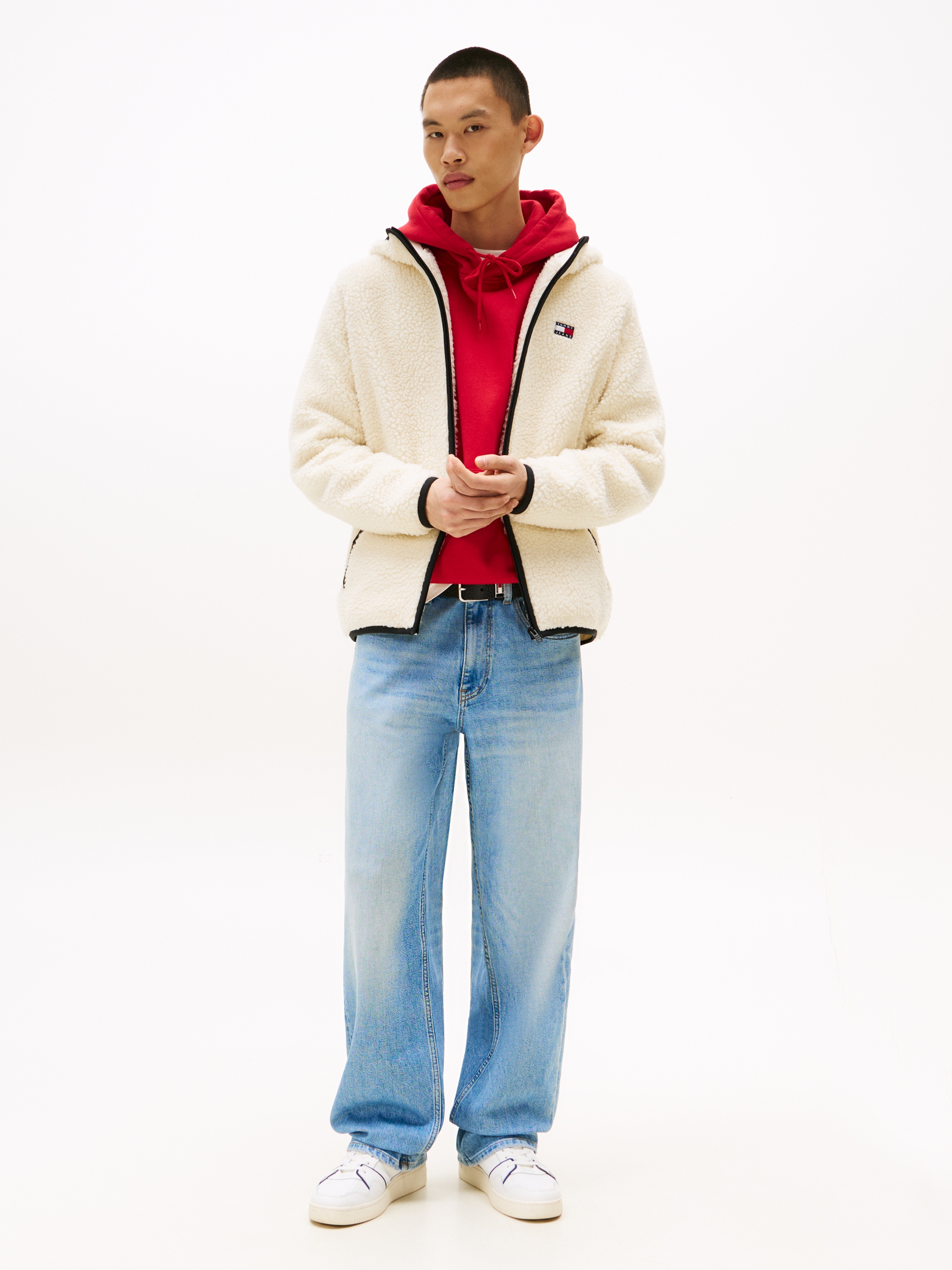 Tommy Jeans Plüschjacke "TJM REG BADGE TEDDY ZIP TRU EXT", mit Kapuze, Frei günstig online kaufen